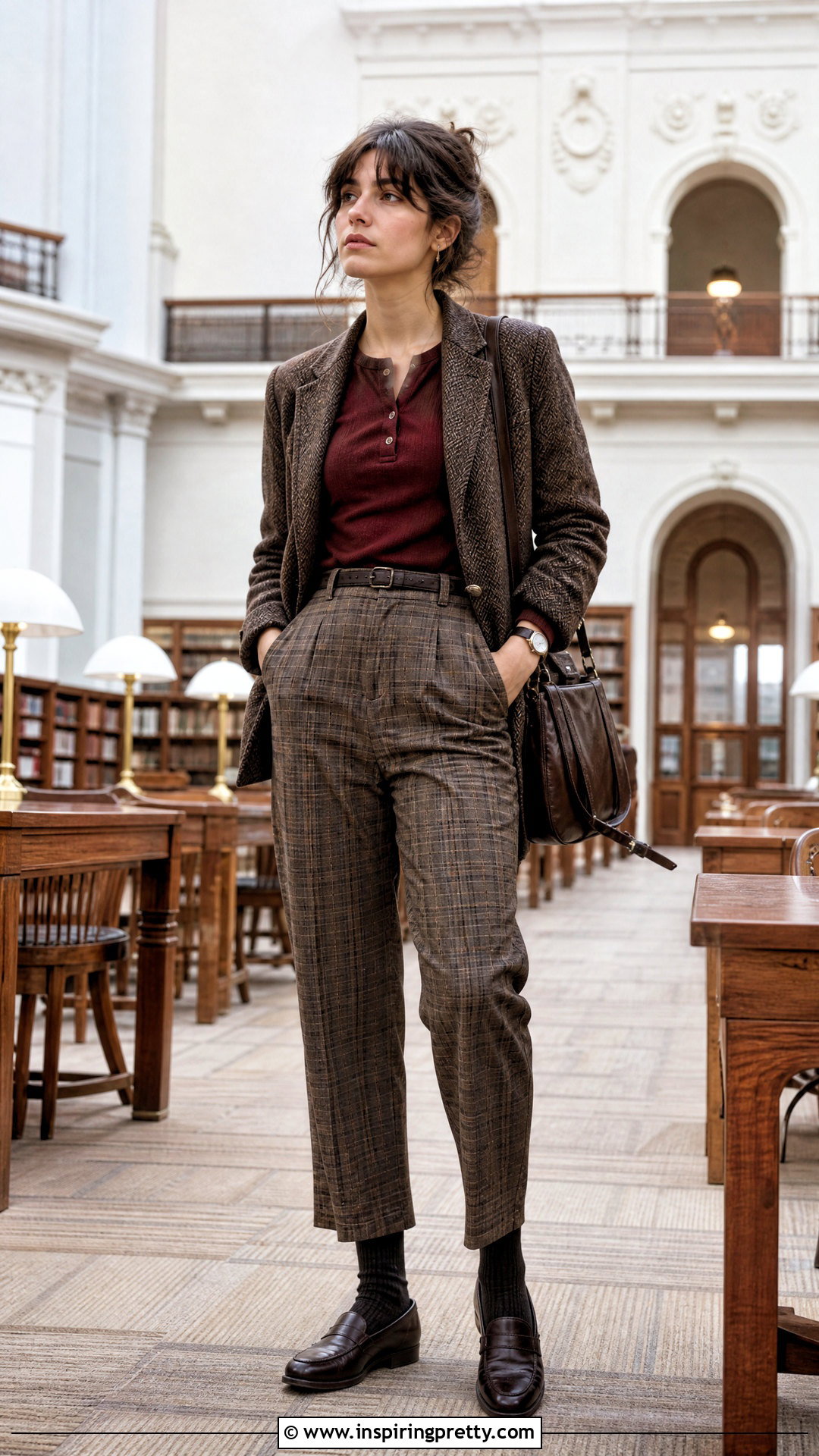 Henley Top With Dark Academia Layers - 50 Henley Top Outfit Aesthetic Ideas