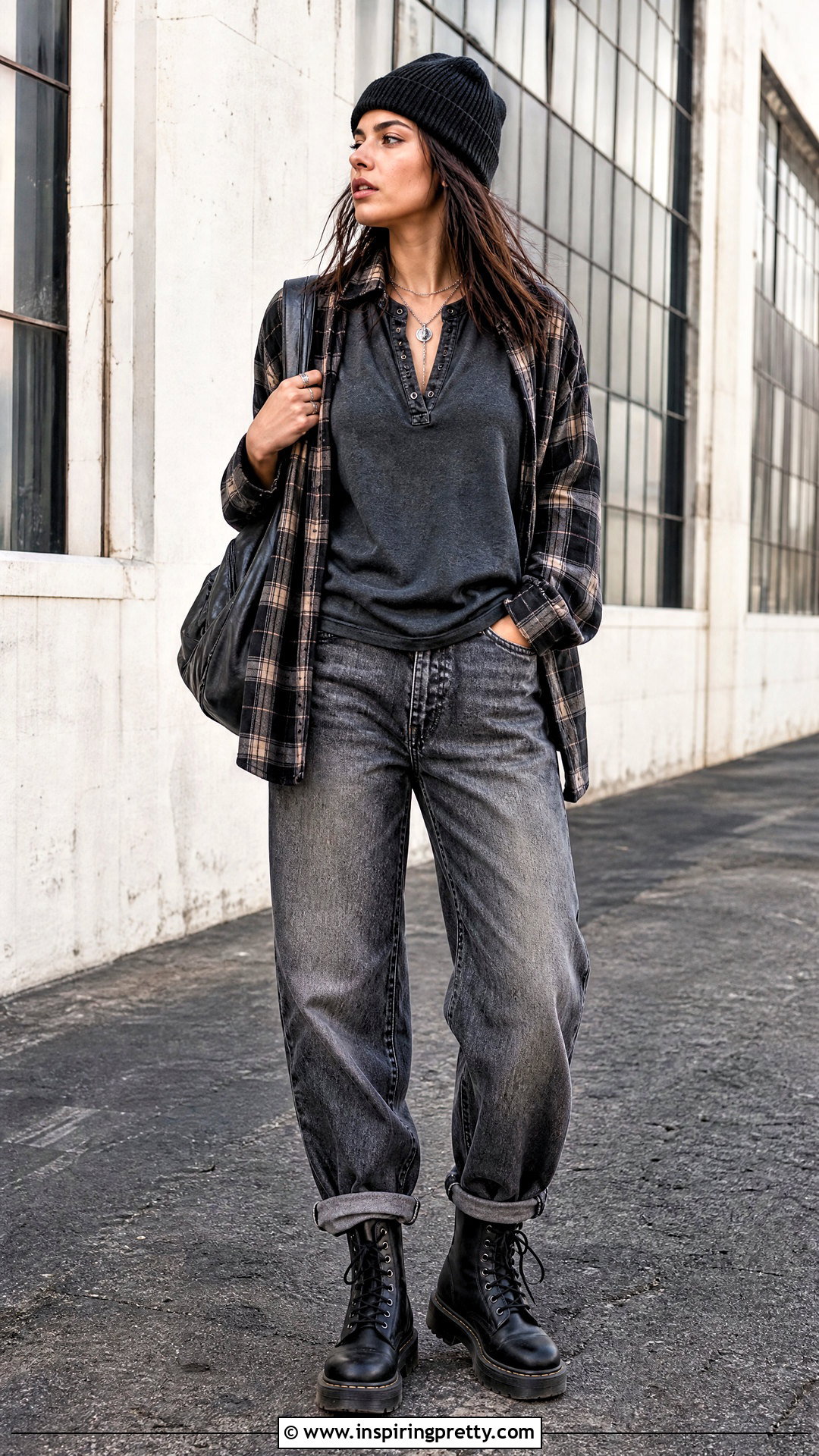 Henley Top With Grunge Layers - 50 Henley Top Outfit Aesthetic Ideas