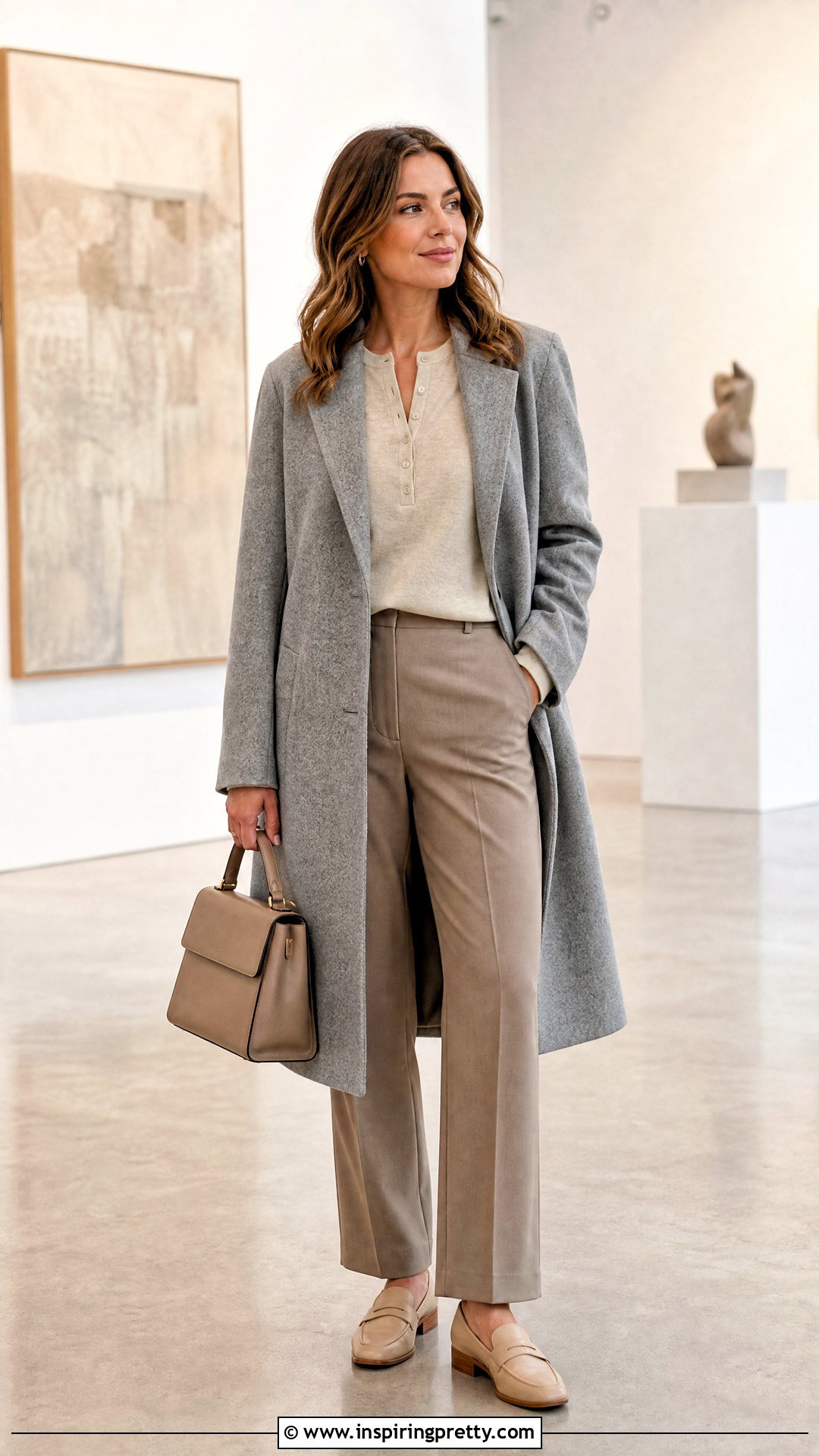 Henley Top With Neutral Minimalist Layers - 50 Henley Top Outfit Aesthetic Ideas