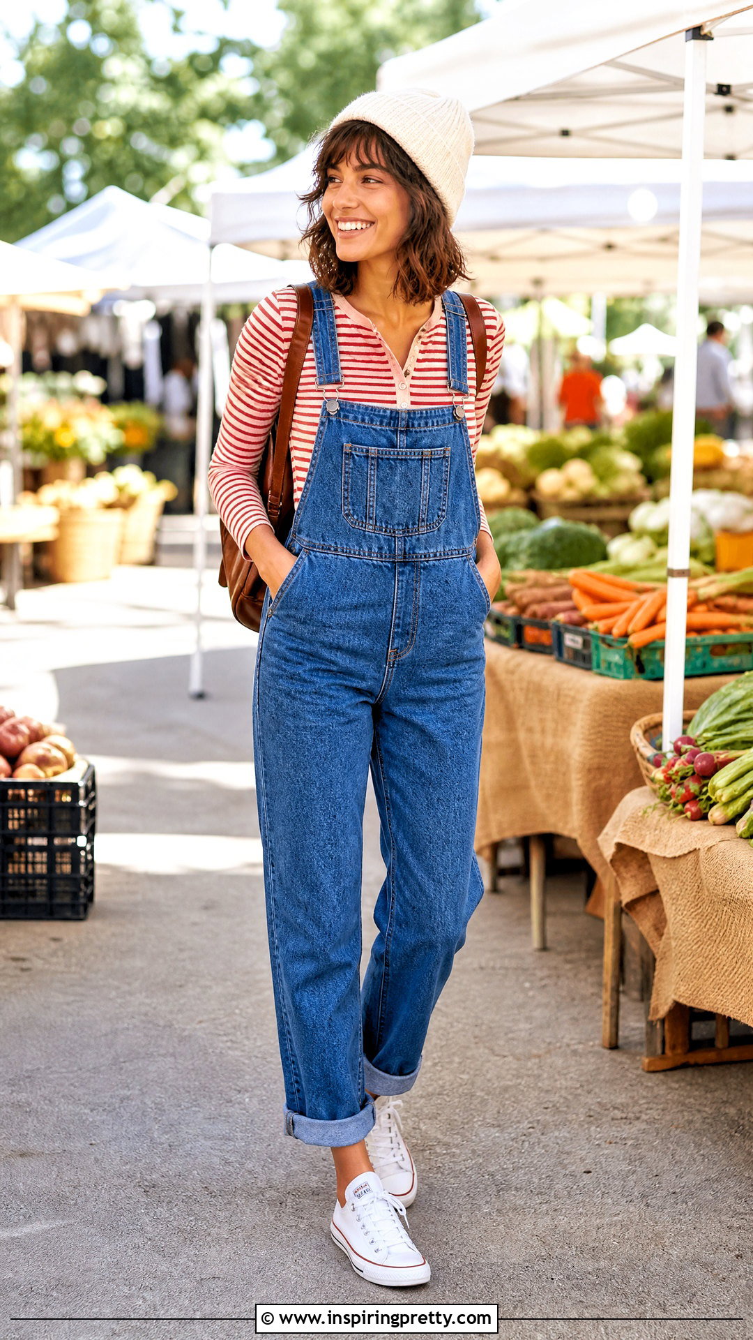 Henley Top With Overalls - 50 Henley Top Outfit Aesthetic Ideas