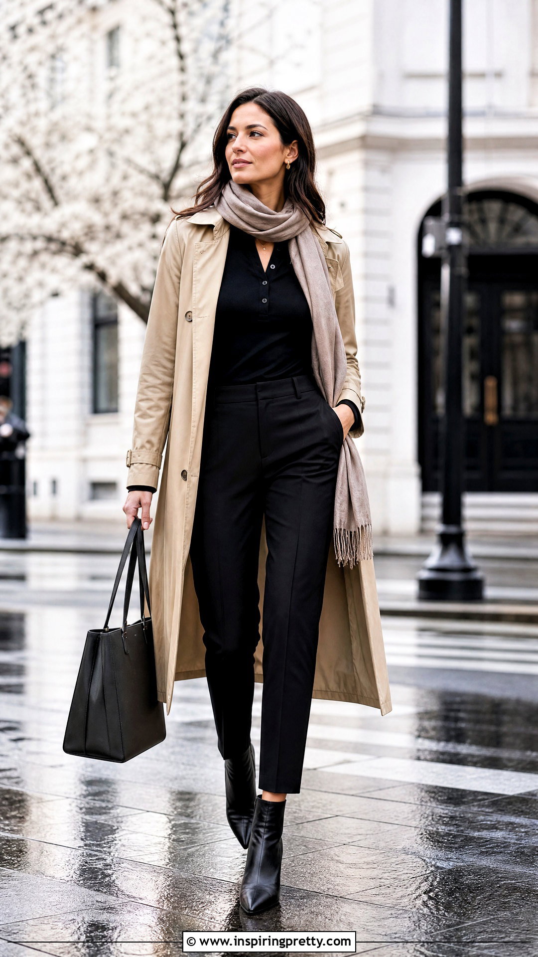 Henley Top With a Trench Coat - 50 Henley Top Outfit Aesthetic Ideas