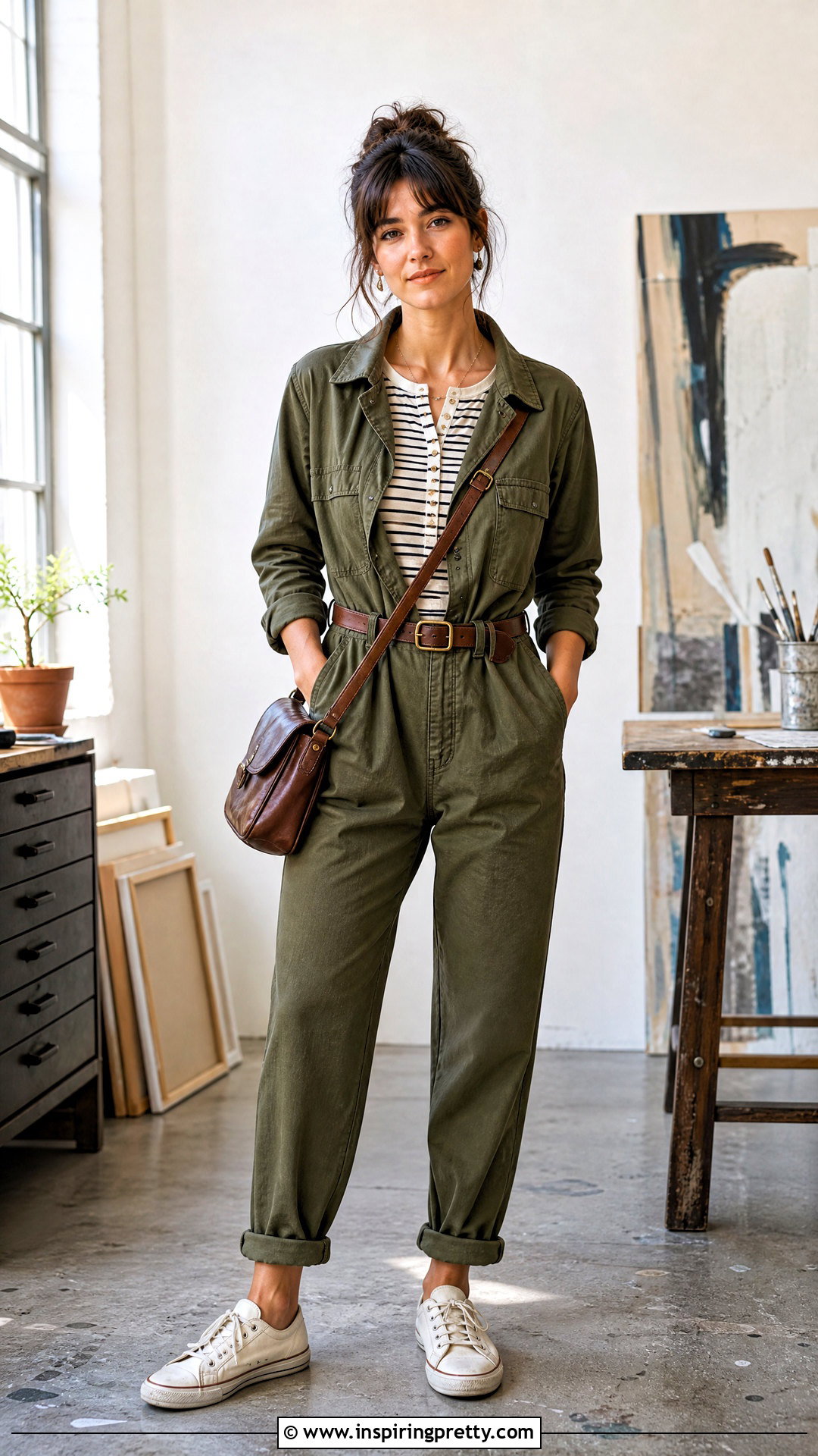 Henley Top With a Utility Jumpsuit - 50 Henley Top Outfit Aesthetic Ideas