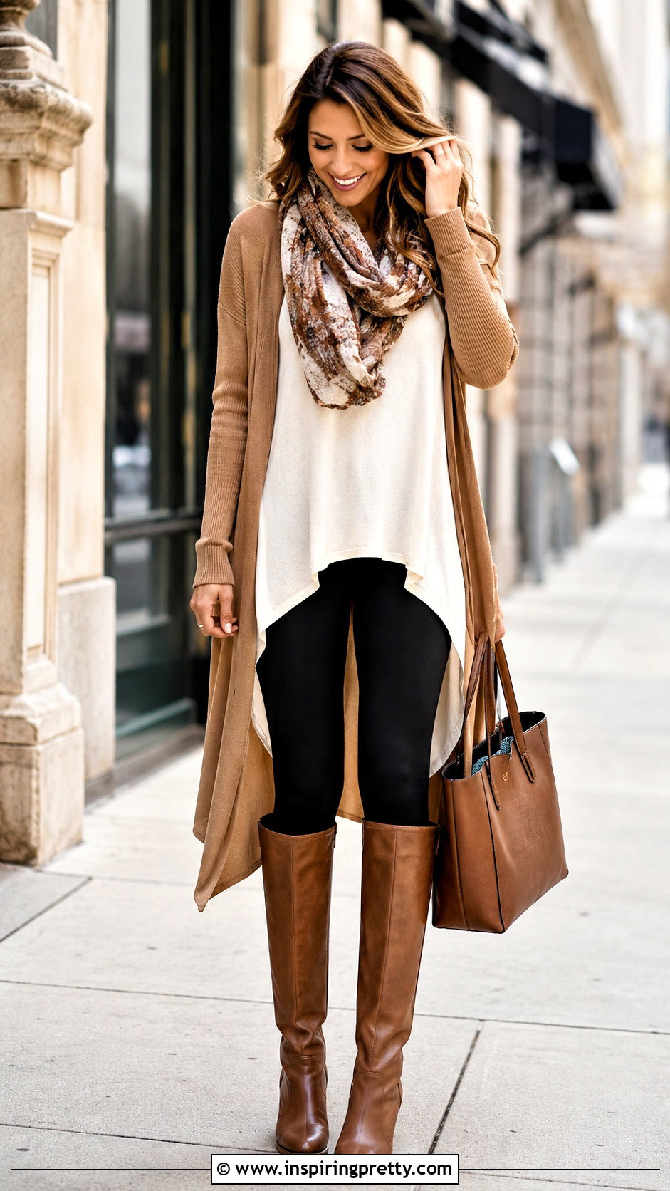 Hi Lo Top With Cardigan And Leggings Outfit - 25 Hi Lo Top outfit ideas