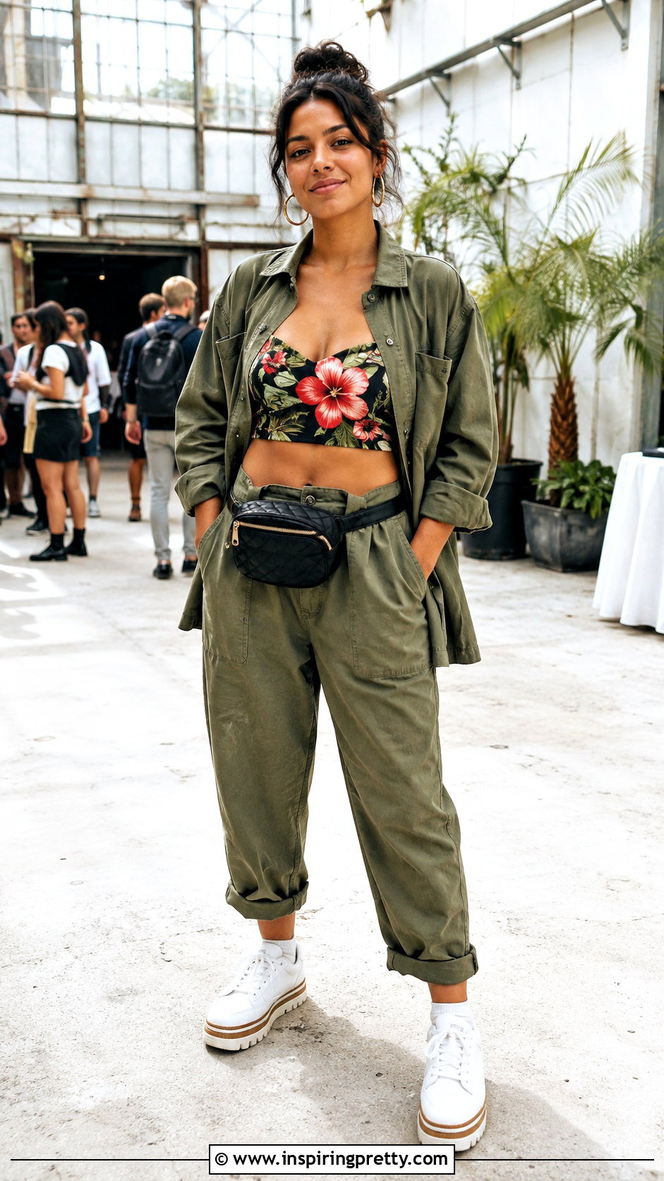 Hibiscus Crop Top With Utility Jumpsuit - 50 Hibiscus Tops