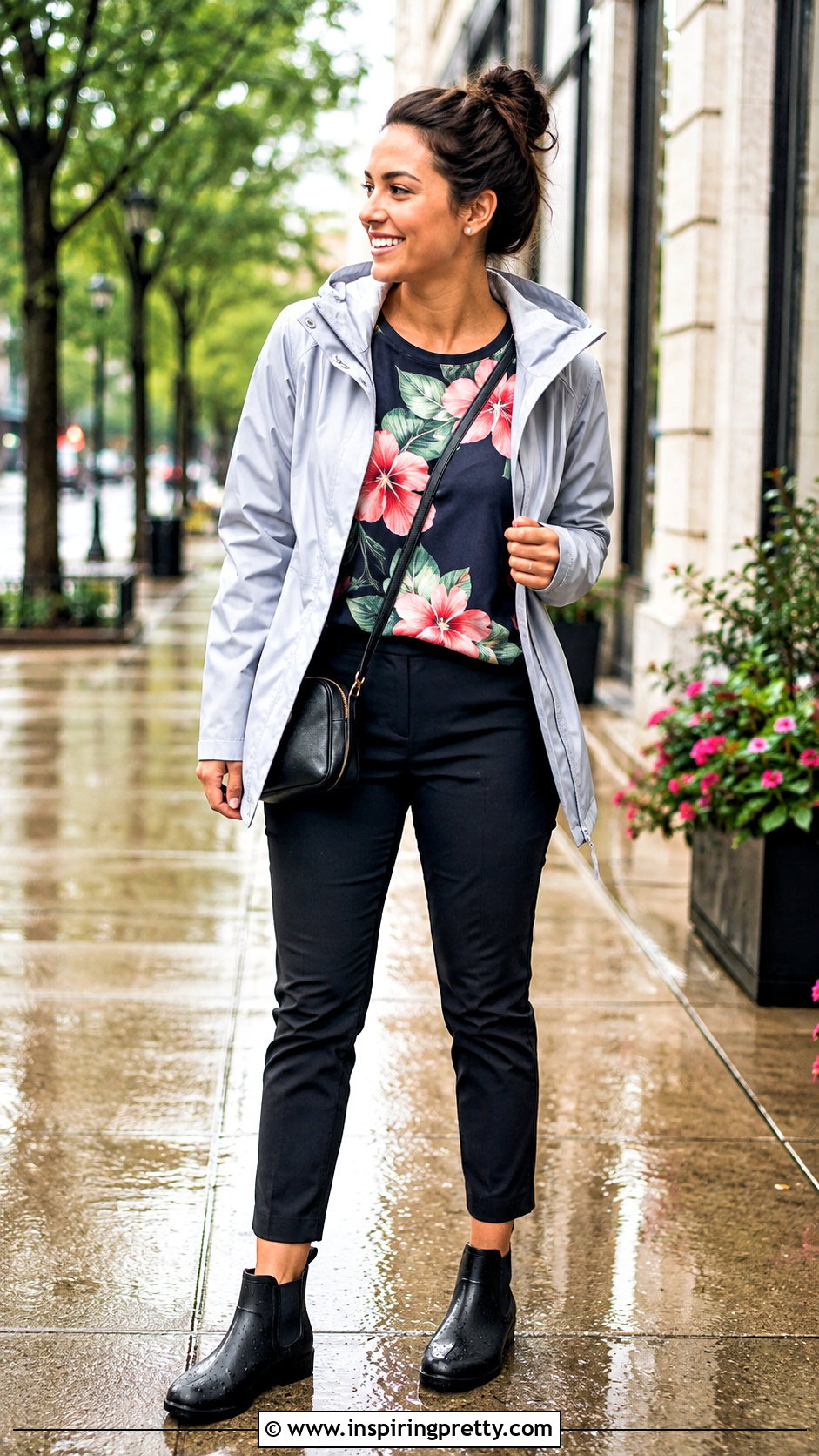 Hibiscus Long Sleeve Top With Rain Jacket - 50 Hibiscus Tops