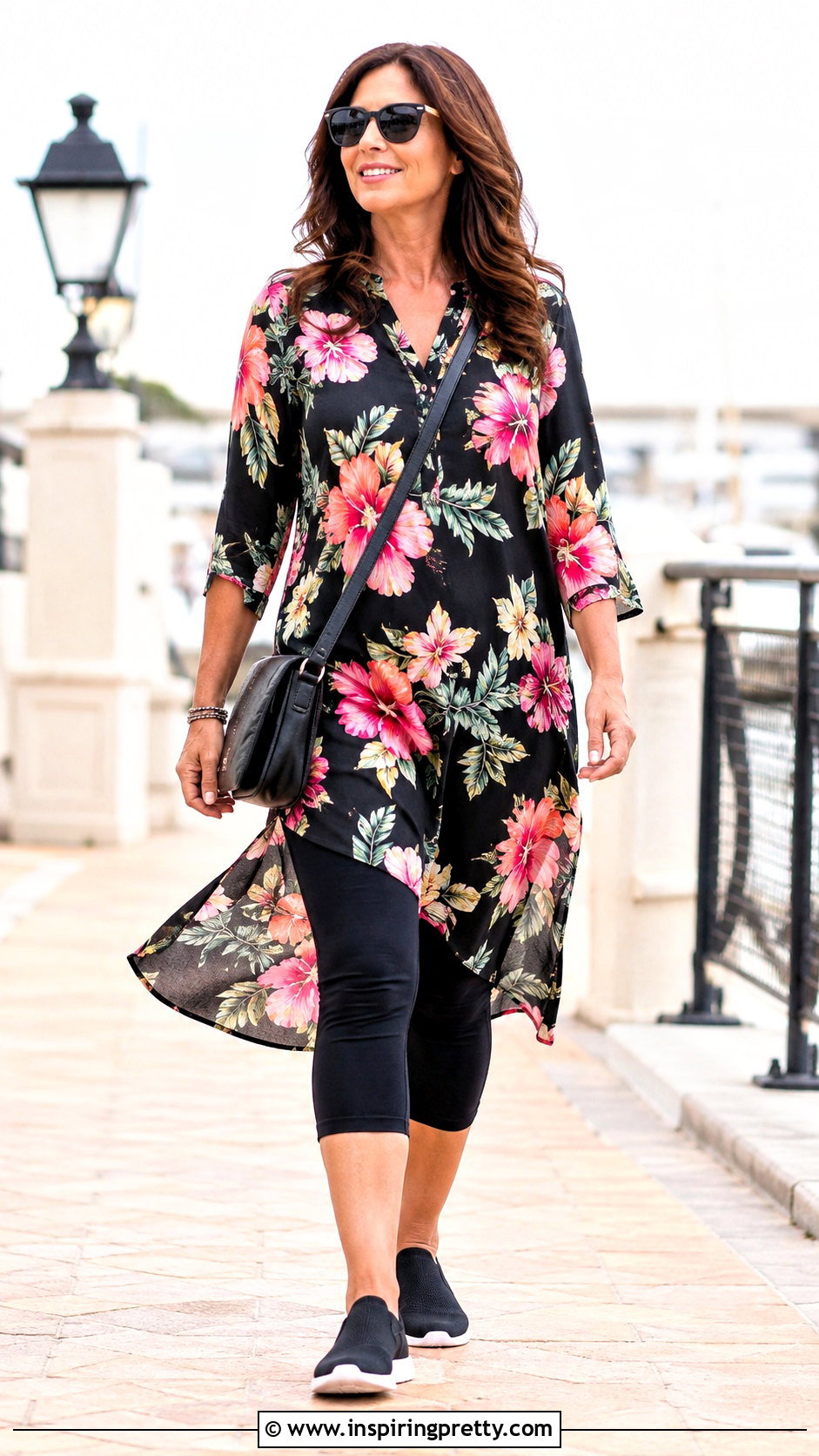 Hibiscus Tunic Top With Cropped Leggings - 50 Hibiscus Tops