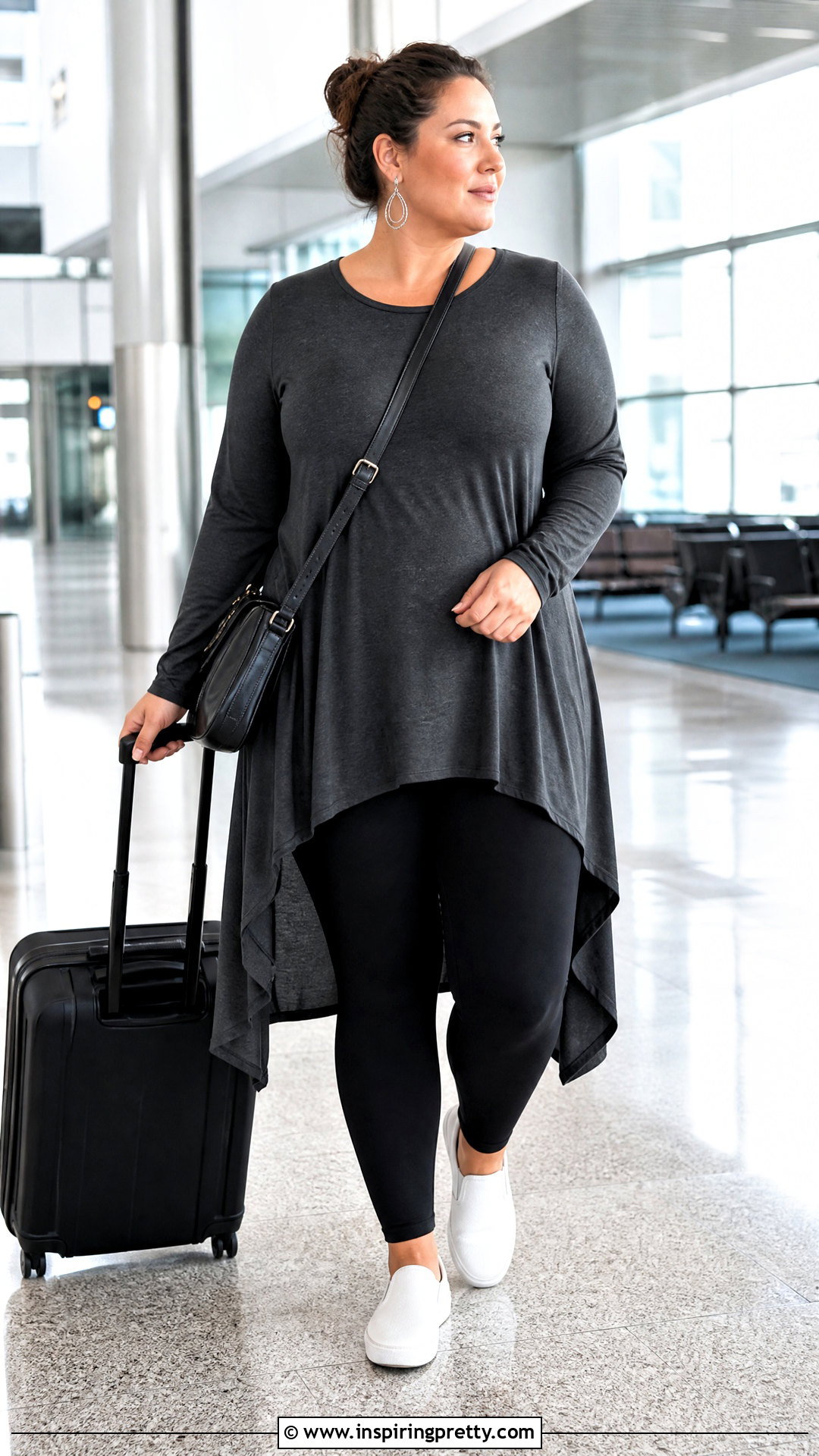 High Low Asymmetrical Top With Black Leggings - 20 high low asymmetrical top outfit ideas
