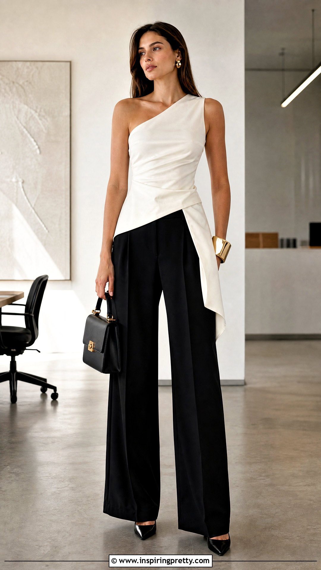 High Low Asymmetrical Top With Wide Leg Pants - 20 high low asymmetrical top outfit ideas