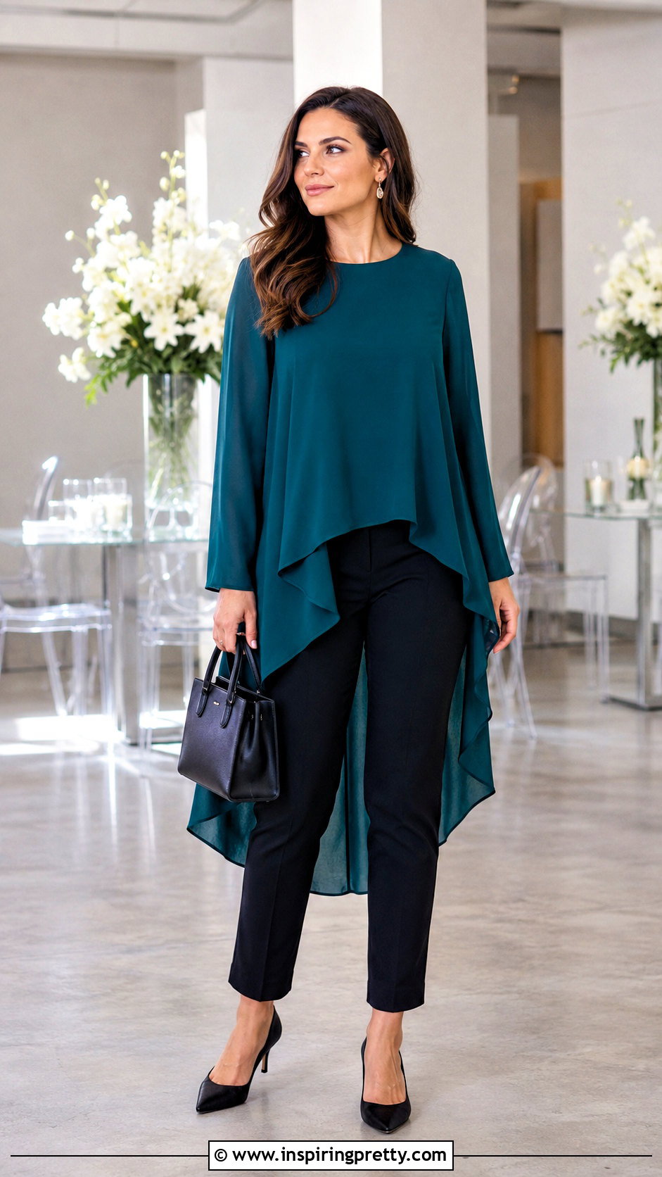 High Low Georgette Top With Cigarette Pants - 50 georgette tops western outfits