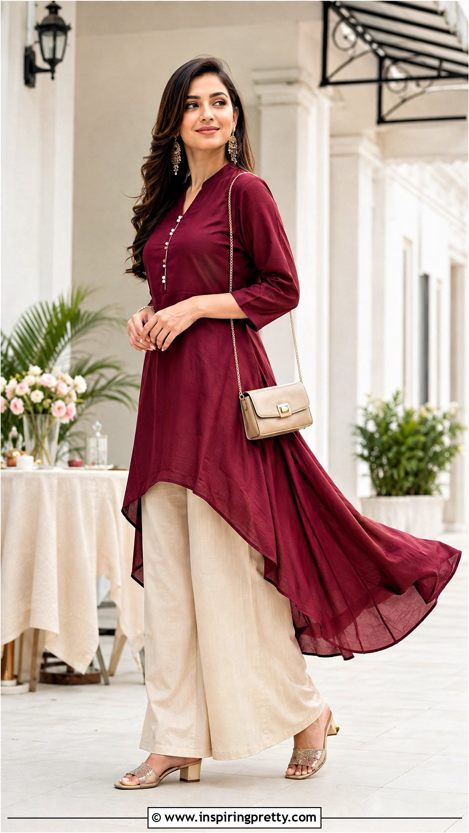 High Low Kurti Top With Palazzo Pants - 50 kurti top designs for women