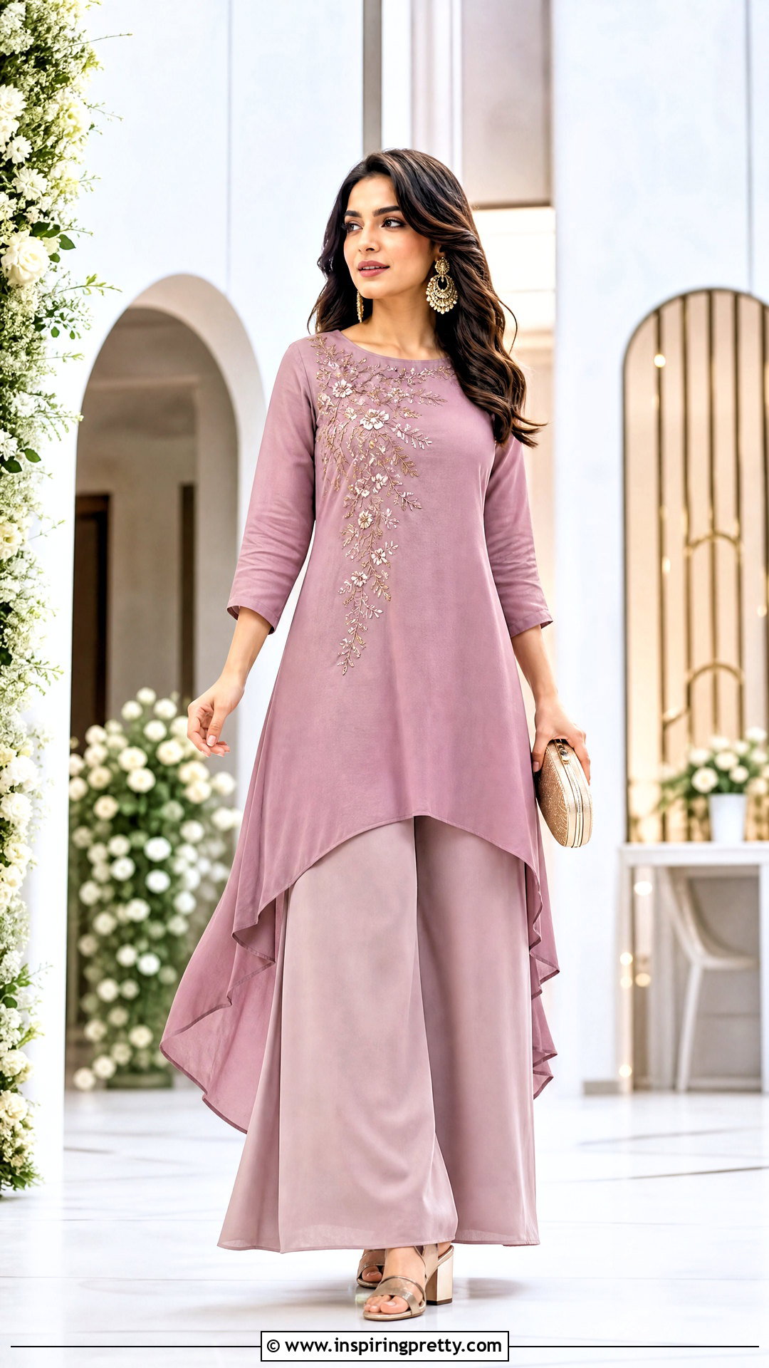 High Low Kurti With Palazzo Pants - 50 traditional tops for women