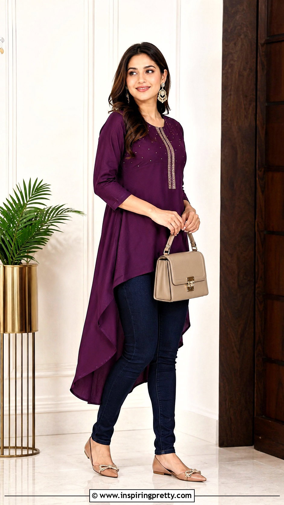 High Low Short Kurti With Skinny Jeans - 50 short kurti tops for jeans