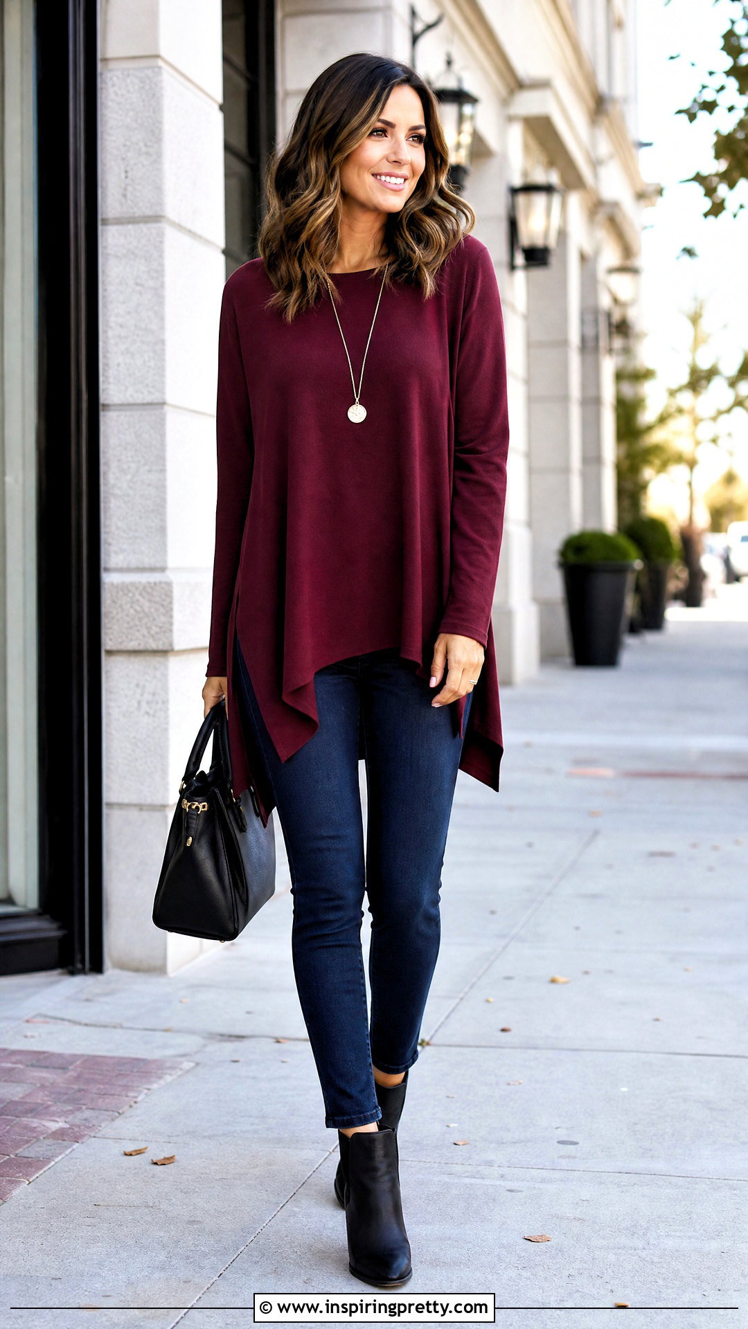 High Low Top With Slim Jeans - 50 types of tops for women