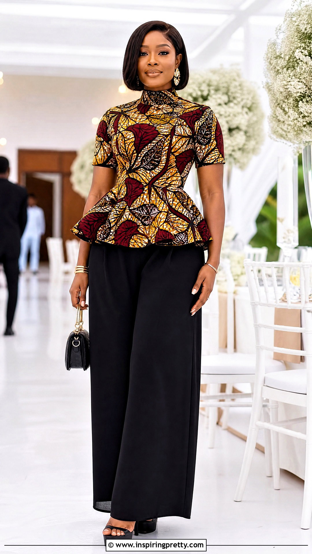 High Neck Ankara Peplum Top With Palazzo Pants - 20 pepulam tops ankara ideas