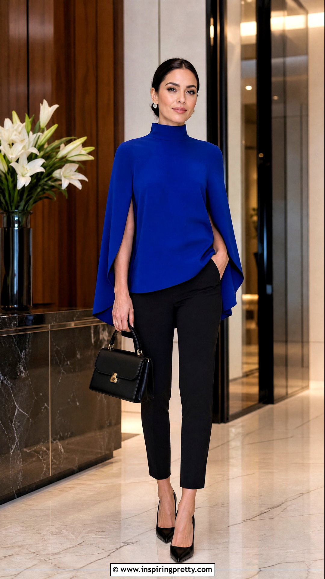 High Neck Cape Top With Cigarette Pants - 50 cape top outfits