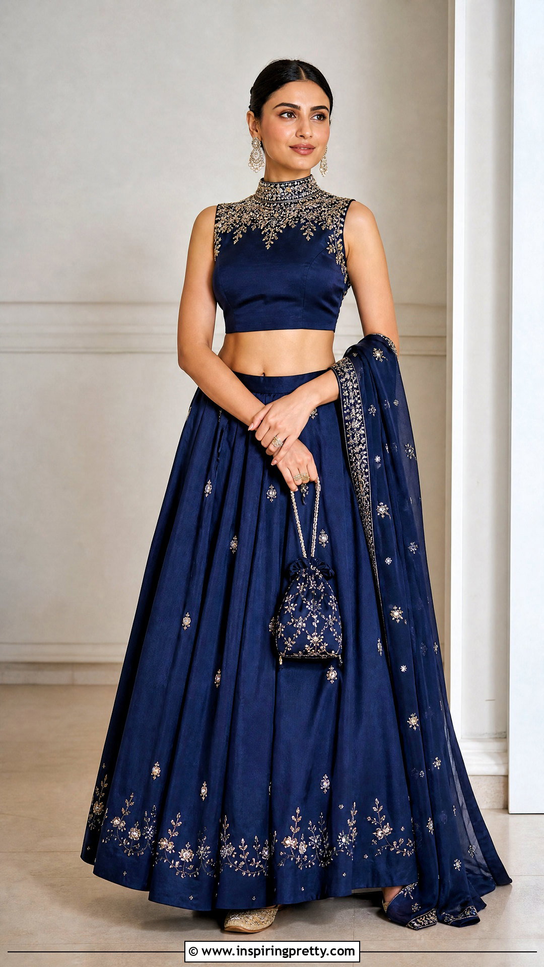 High Neck Crop Top Lehenga - 50 lehenga blouse designs crop tops outfit ideas