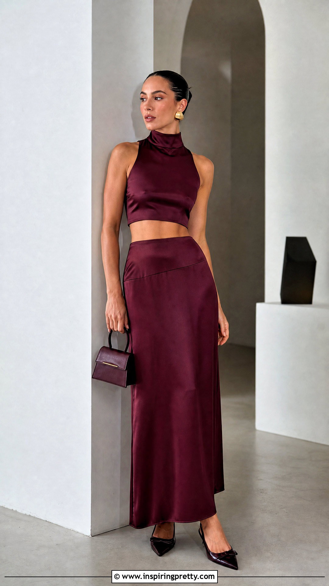 High Neck Crop Top With Long Skirt - 50 crop top with long skirt outfit ideas