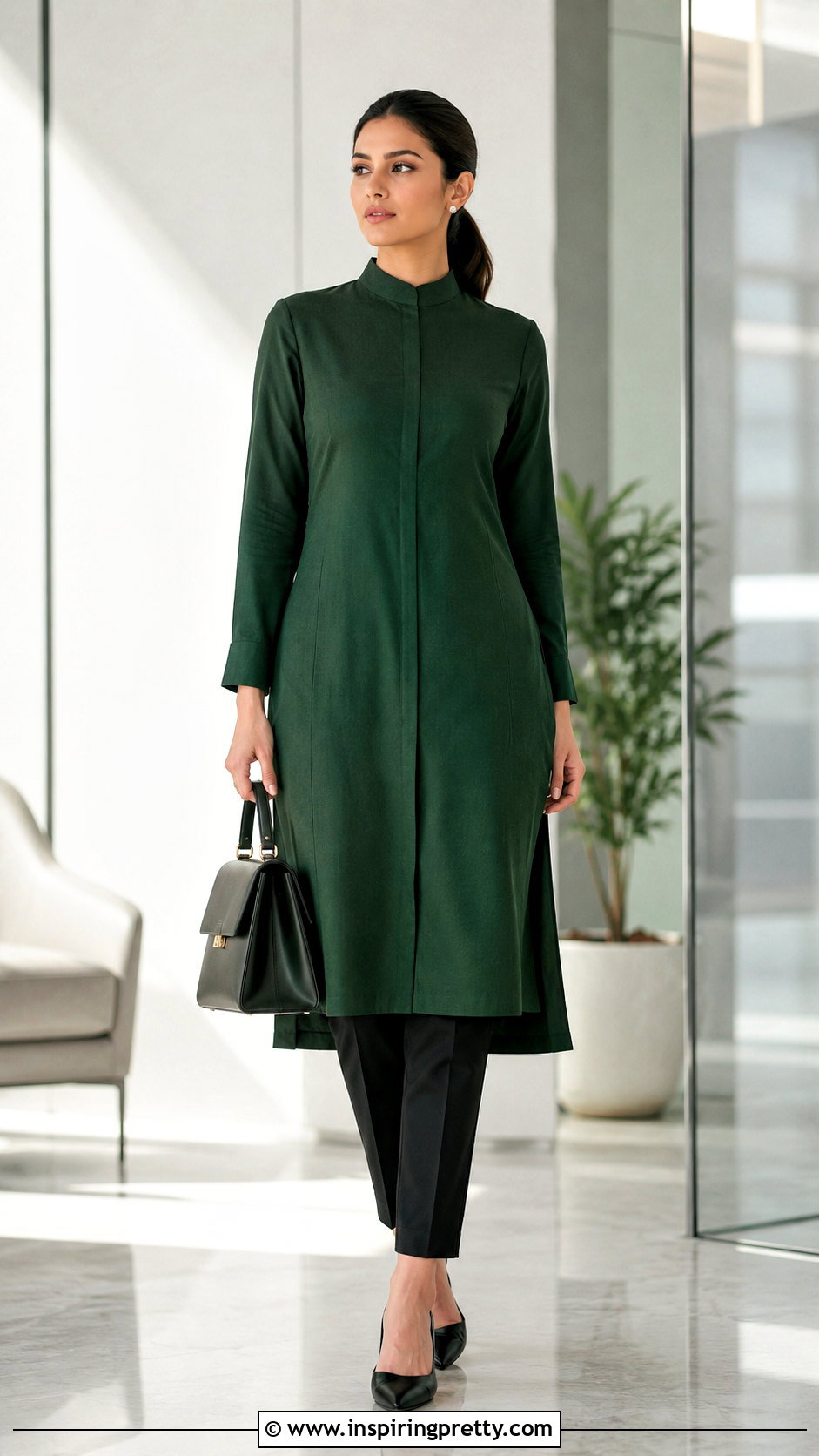 High Neck Kurti With Tapered Pants - 50 top neck designs