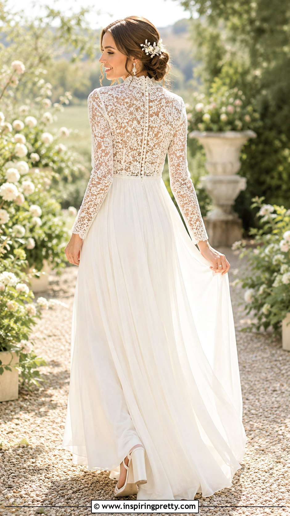 High Neck Lace Bridal Top With Chiffon Skirt - 20 Bridal Lace Top Separate outfit ideas