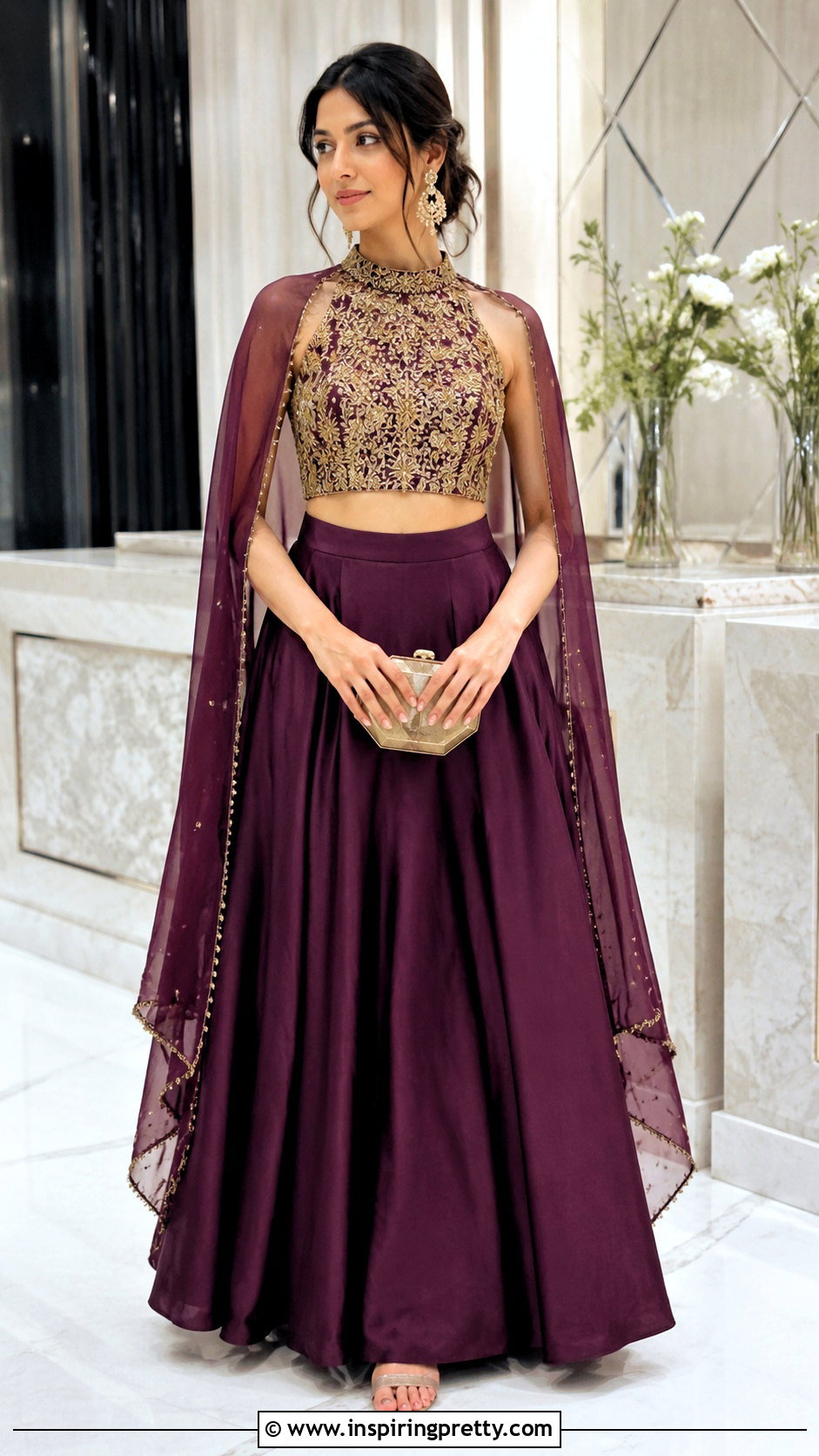 High Neck Lehenga Crop Top Outfit - 50 party wear lehenga crop tops outfit ideas