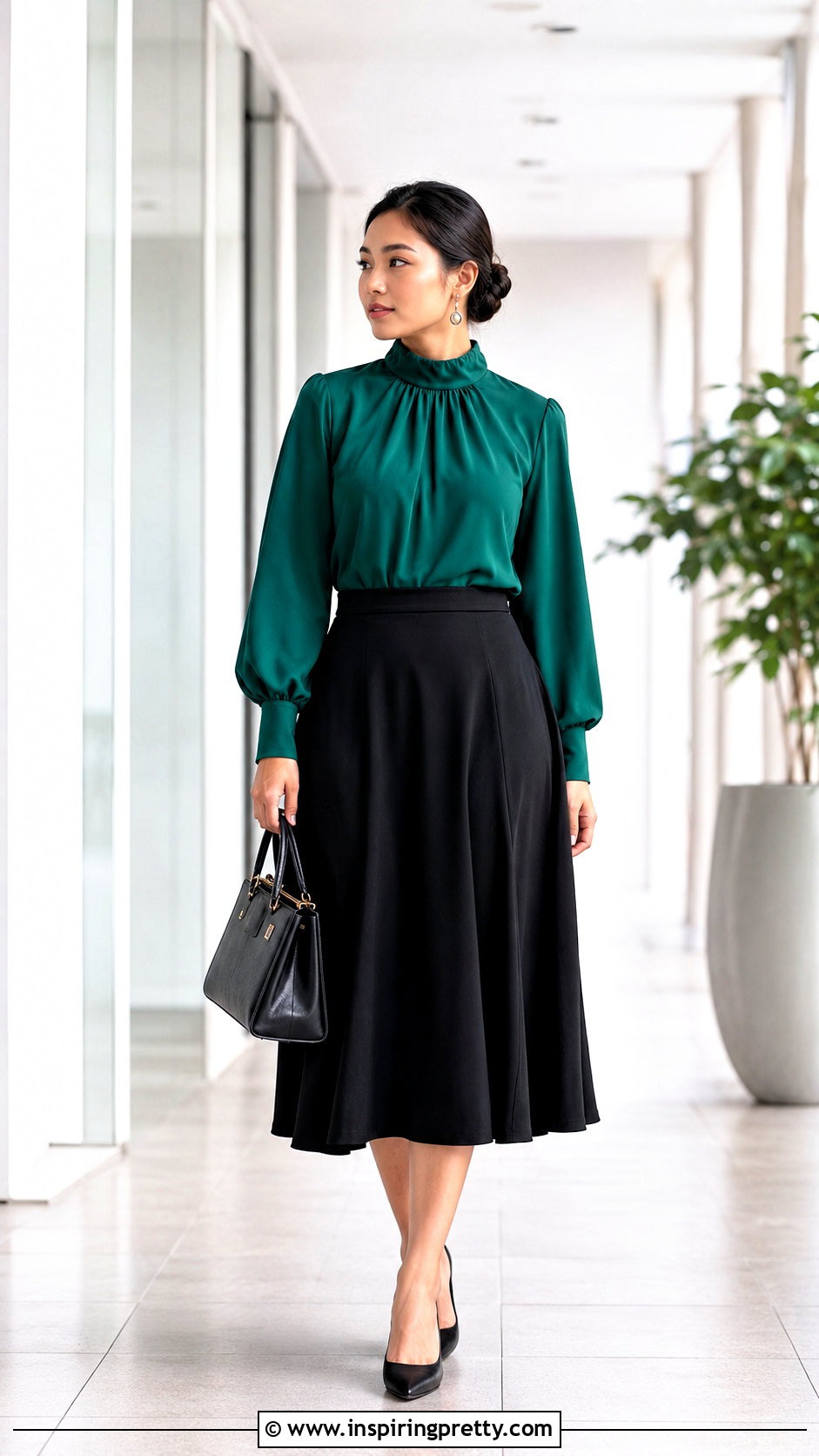 High Neck Mizo Sunday Top With Flared Skirt - 50 Mizo Sunday Tops outfit ideas