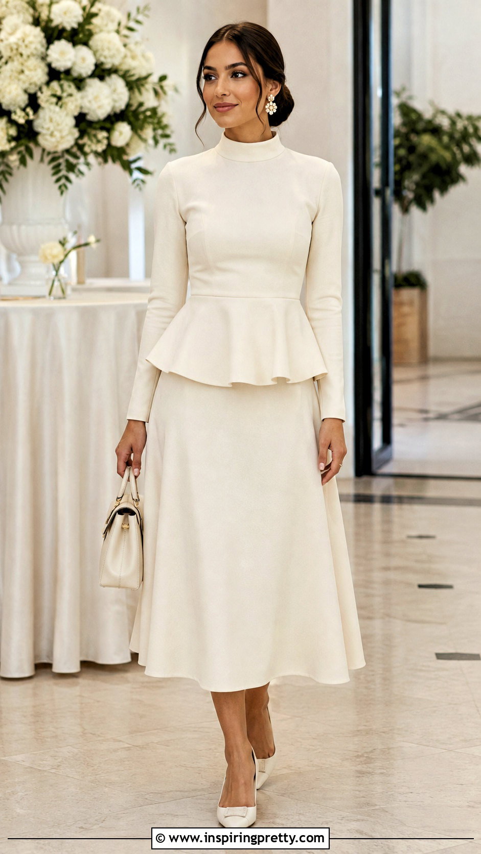 High Neck Peplum Top With A Line Skirt - 50 peplum tops for women