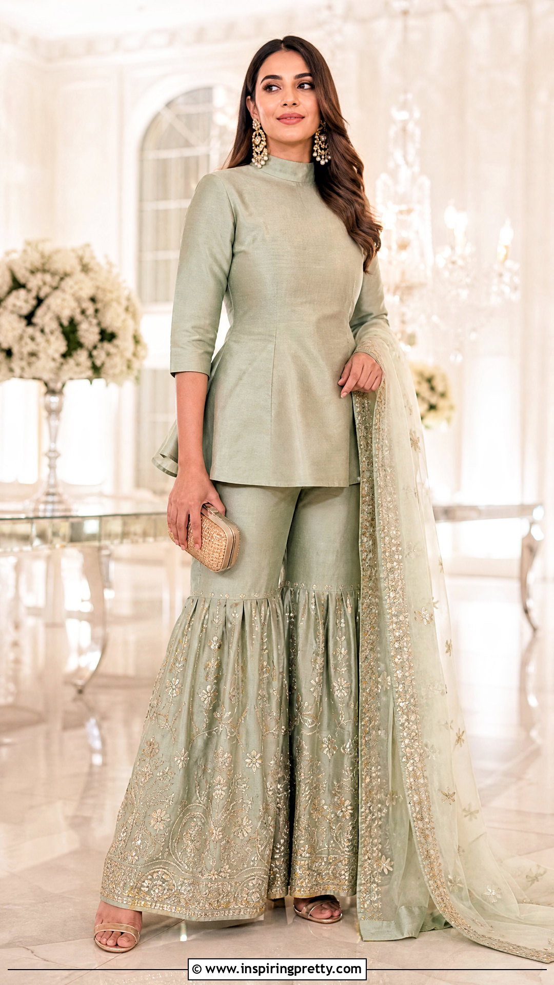 High Neck Peplum Top With Sharara - 50 peplum top with sharara outfit ideas