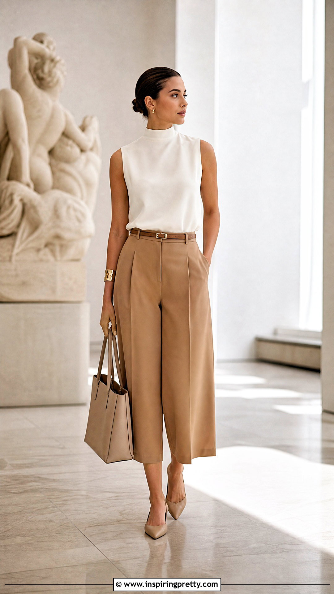 High Neck Sleeveless Top With Culottes - 50 tops designs