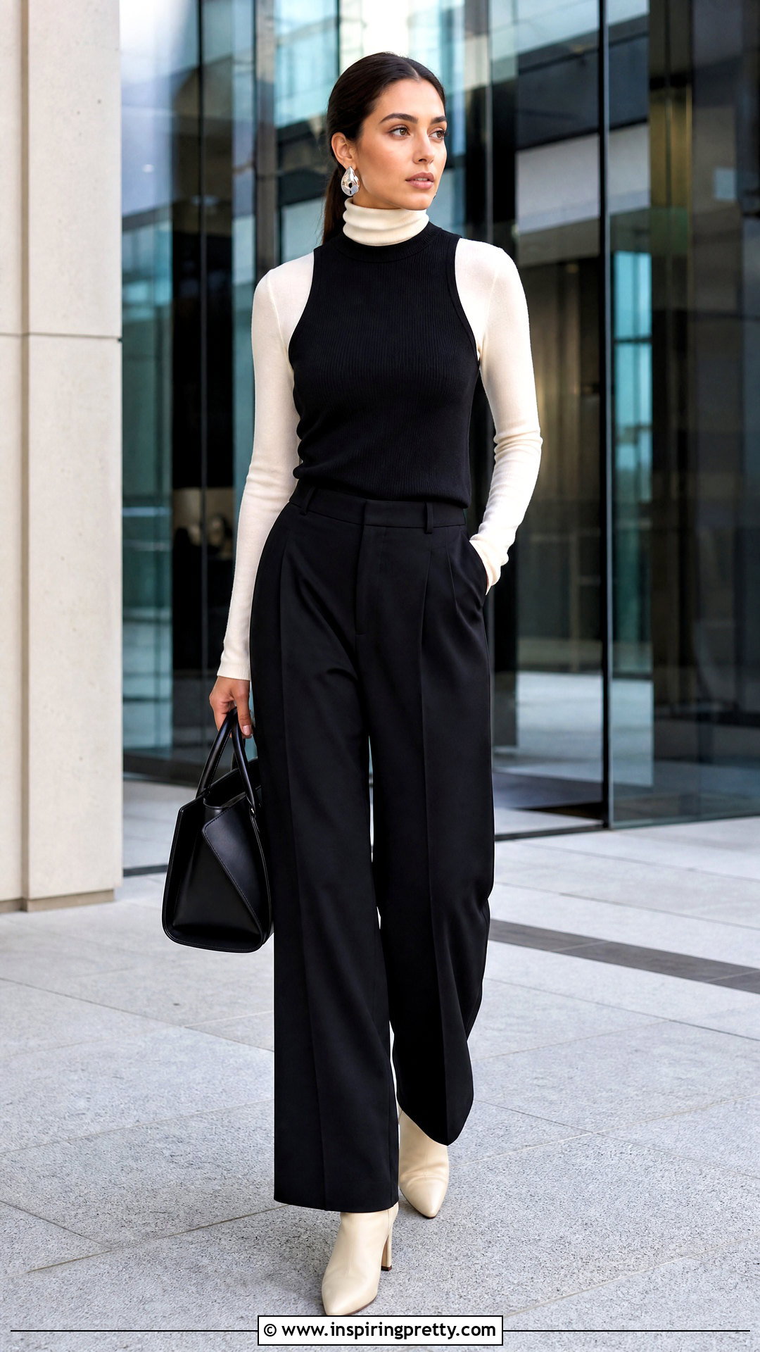 High Neck Tank Top Over Turtleneck Outfit - 50 tank top over shirt outfit ideas
