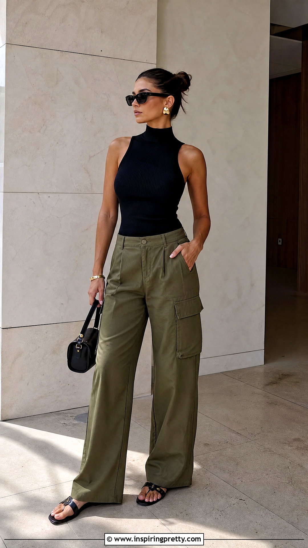 High Neck Tank Top With Cargo Pants - 50 tops to wear with cargo pants