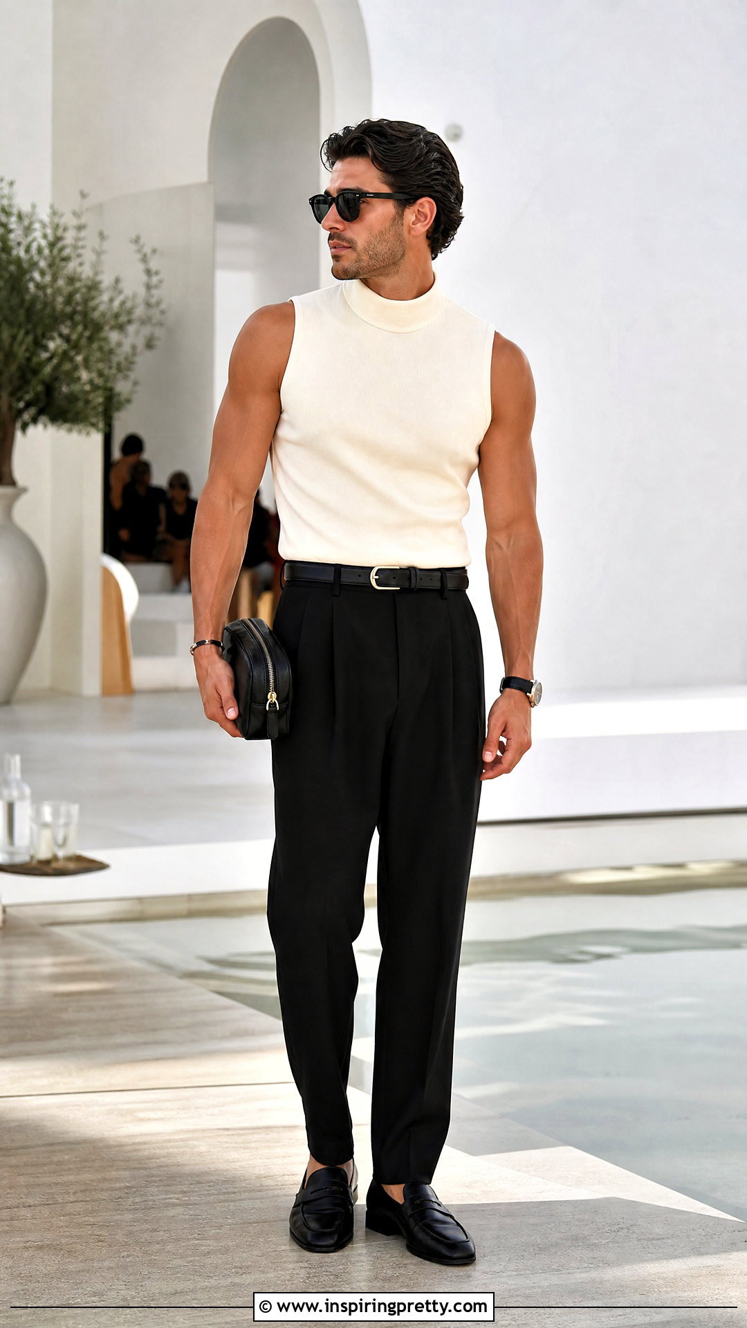 High Neck Tank Top With Tailored Pants - 50 tank tops for men