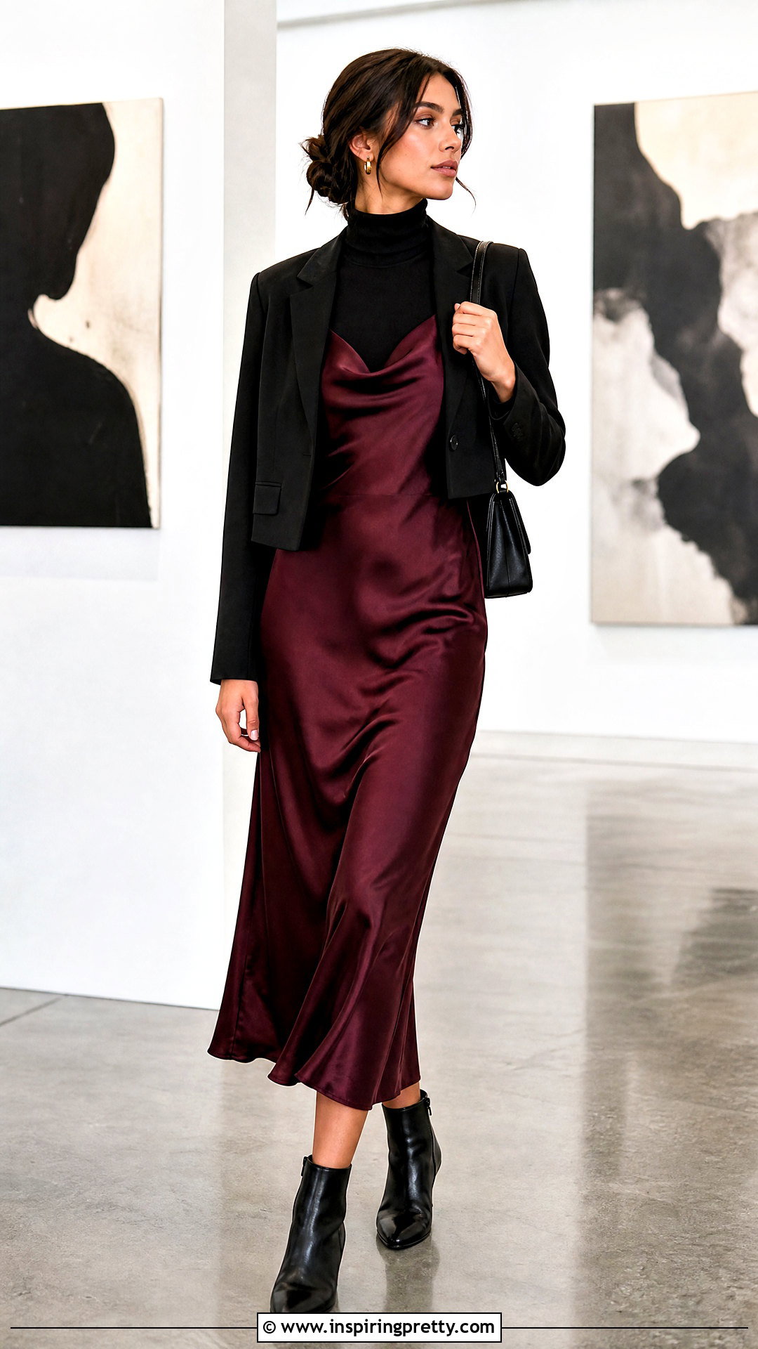High Neck Top Under A Slip Dress - 50 high neck top outfit ideas