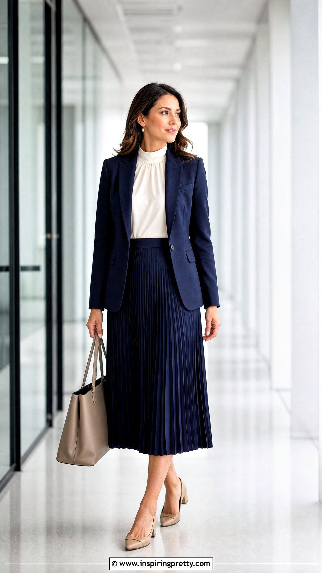 High Neck Top With Midi Skirt For Work - 50 high neck top outfit ideas