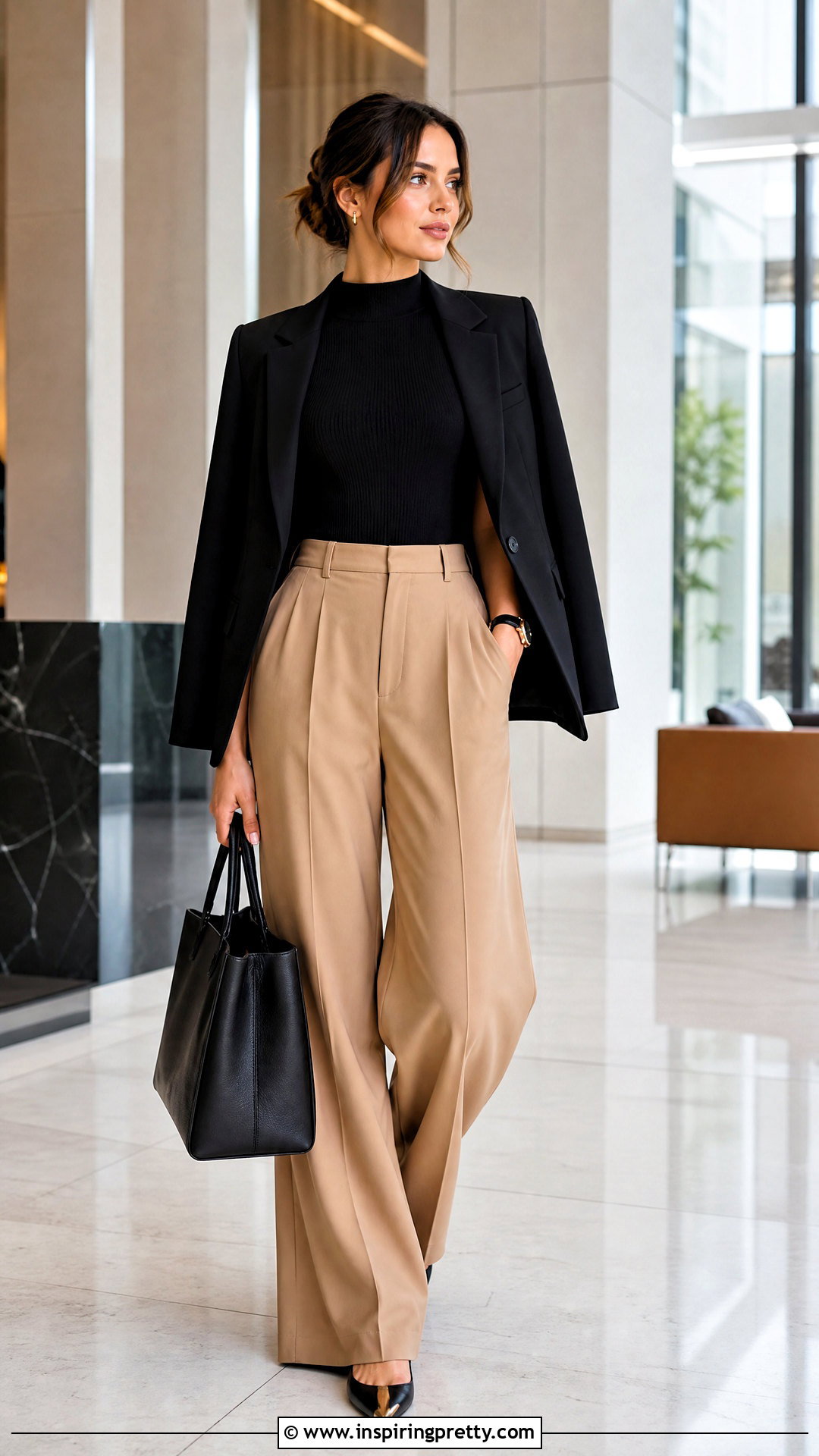 High Neck Vest Top With Pleated Pants - 50 vest top outfits