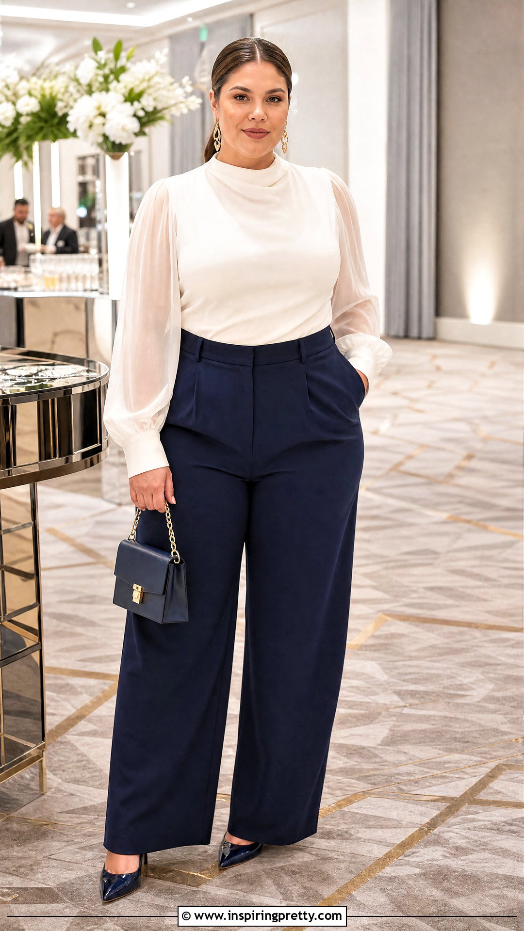 High Waisted Cocktail Pants And Sheer Sleeve Top - 25 cocktail pants and tops
