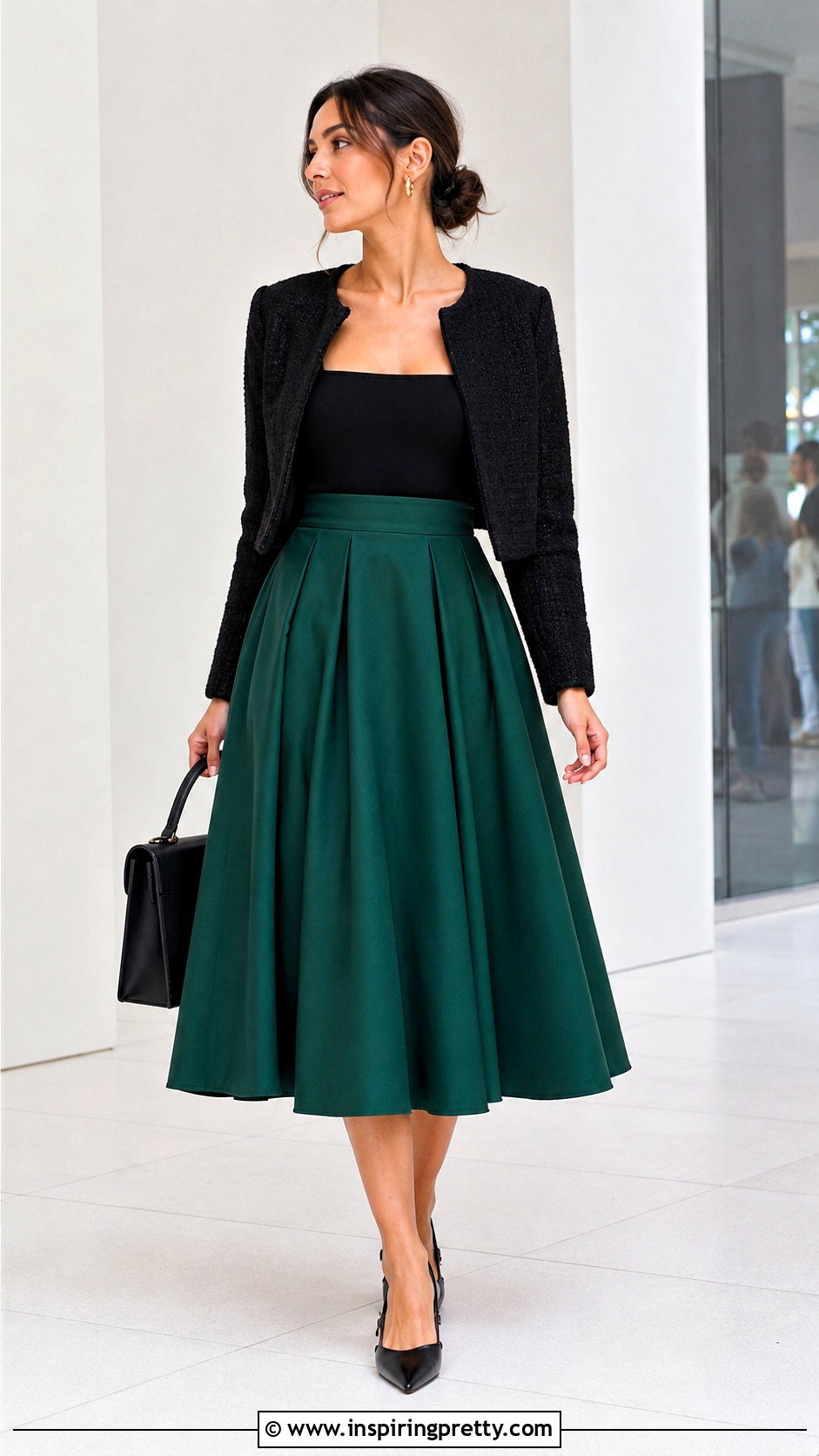 High Waisted Flare Skirt And Bodysuit Outfit - 50 flay skirt and top outfit ideas