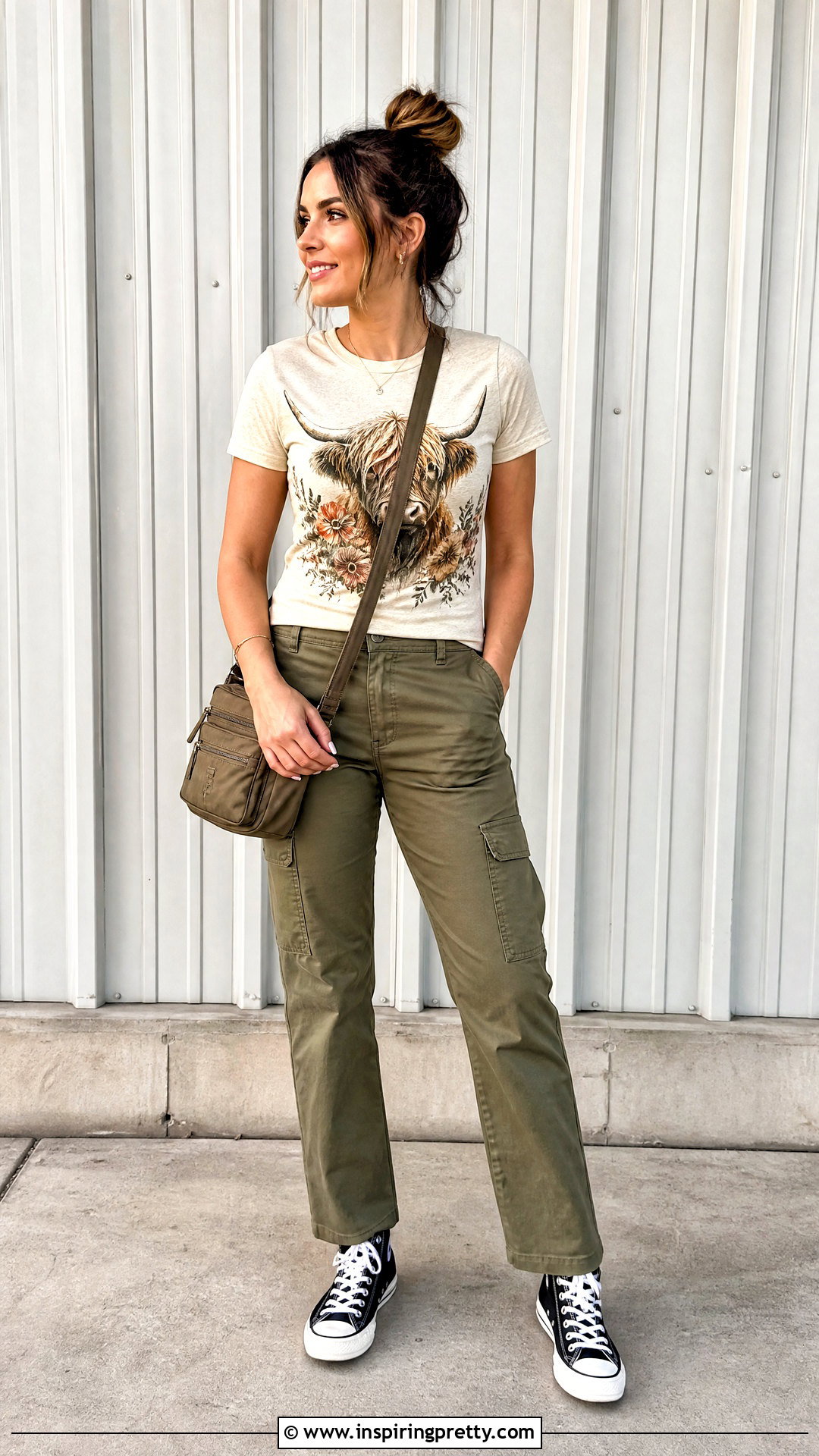 Highland Cow Top With Cargo Pants And High Tops - 20 highland cow top outfit ideas