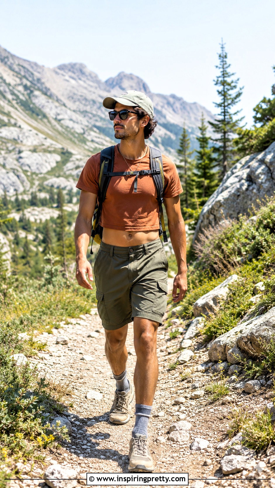 Hiking Crop Top With Cargo Shorts - 20 Mens Sports Crop Tops