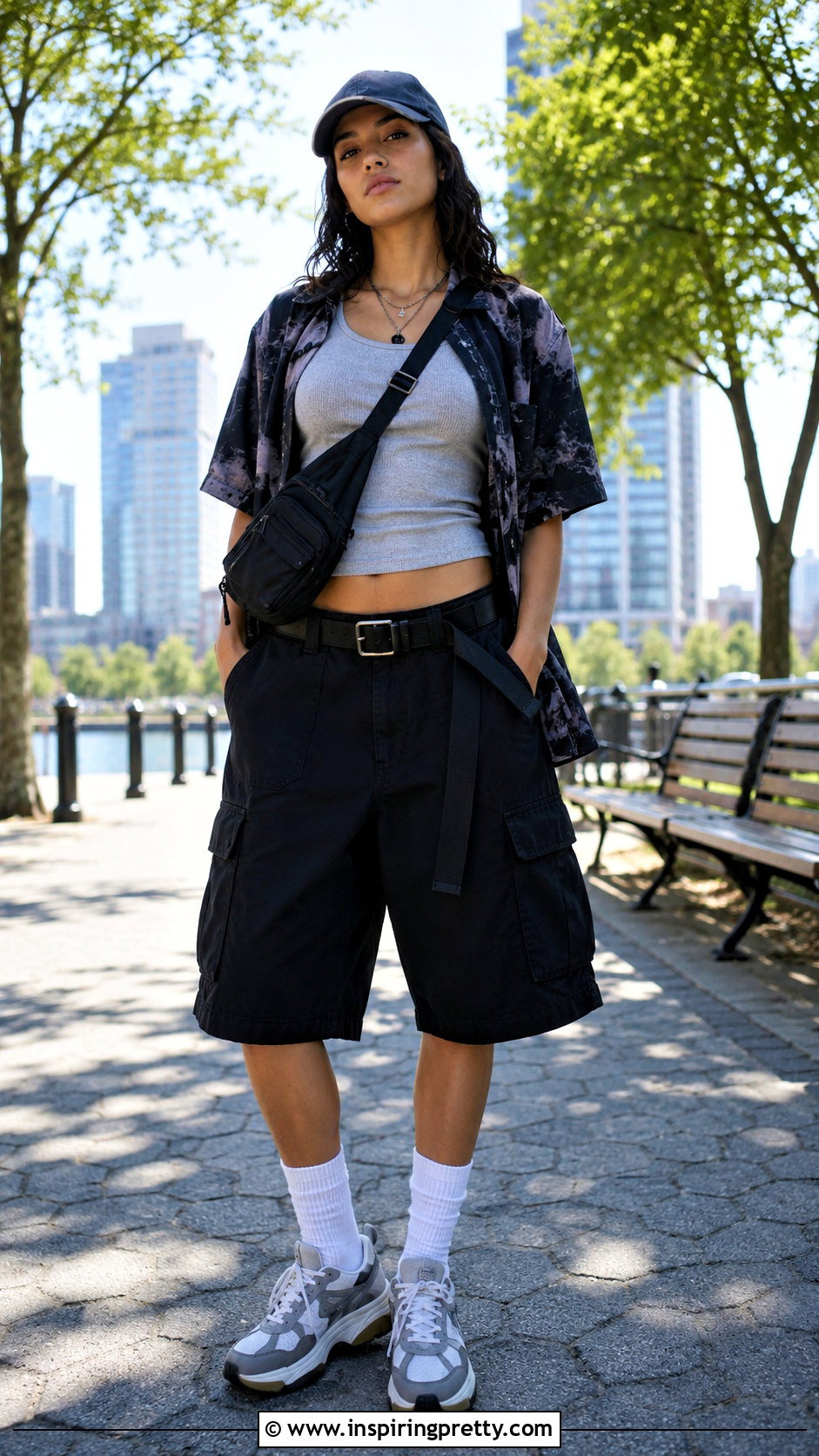 Hip Hop Tank Top With Baggy Cargo Shorts - 20 hip hop tank tops outfit ideas