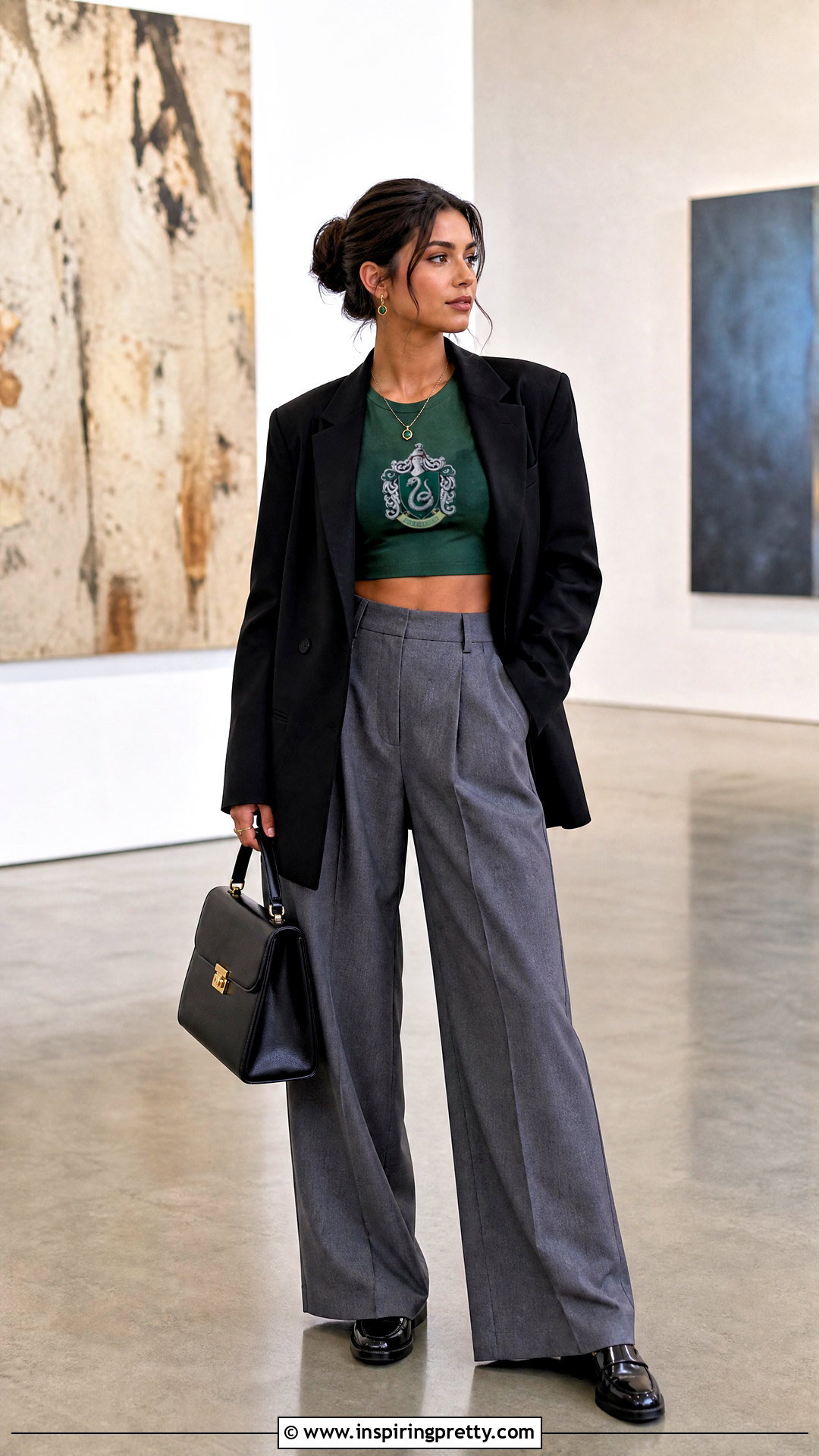 Hogwarts House Crop Top With Tailored Trousers - 20 Harry Potter Crop Top Ideas