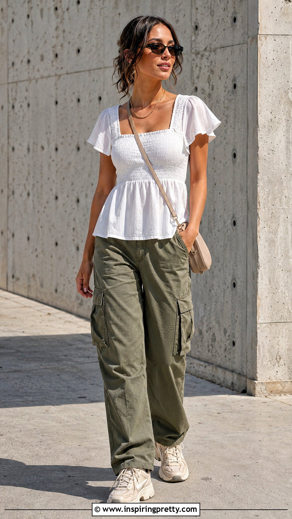 Hollister Babydoll Top With Cargo Pants - 20 hollister easy flutter sleeve babydoll top outfit ideas