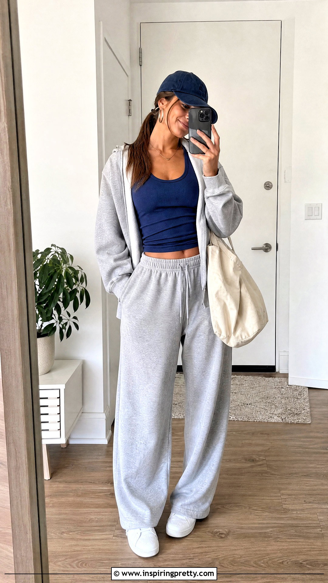 Hollister Blue Tank Top With Gray Sweatpants - 25 Hollister Blue Tank Top outfit ideas