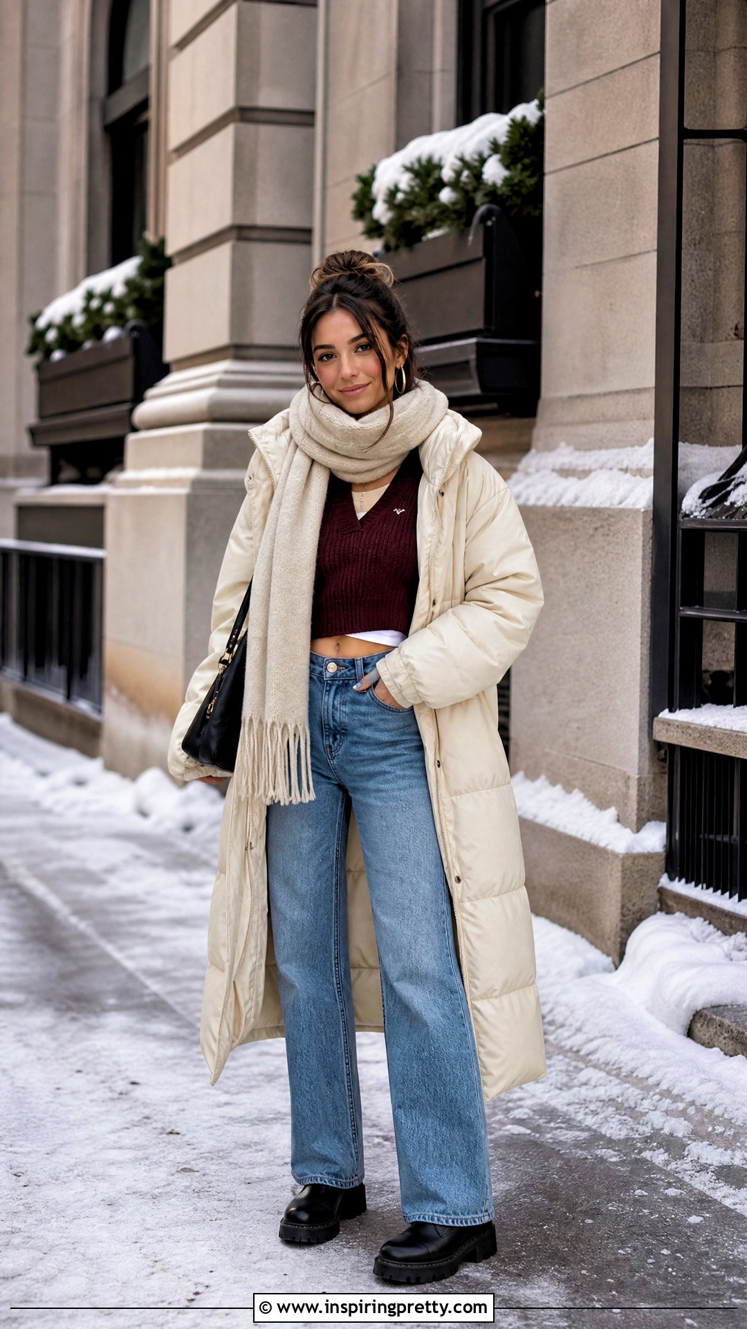 Hollister Cropped Sweater With High Rise Jeans - 25 hollister winter tops outfit ideas