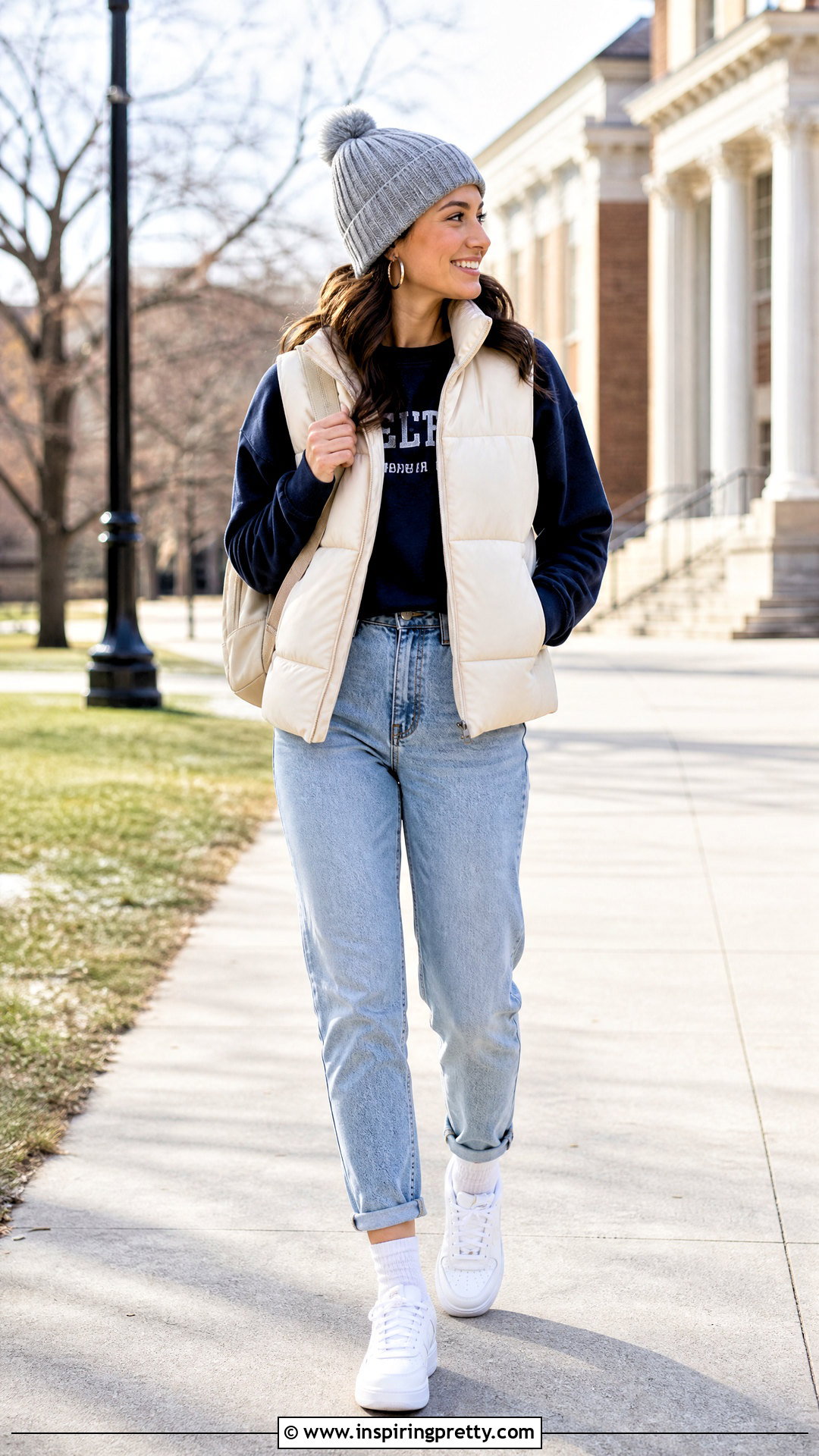Hollister Graphic Sweatshirt With Mom Jeans - 25 hollister winter tops outfit ideas
