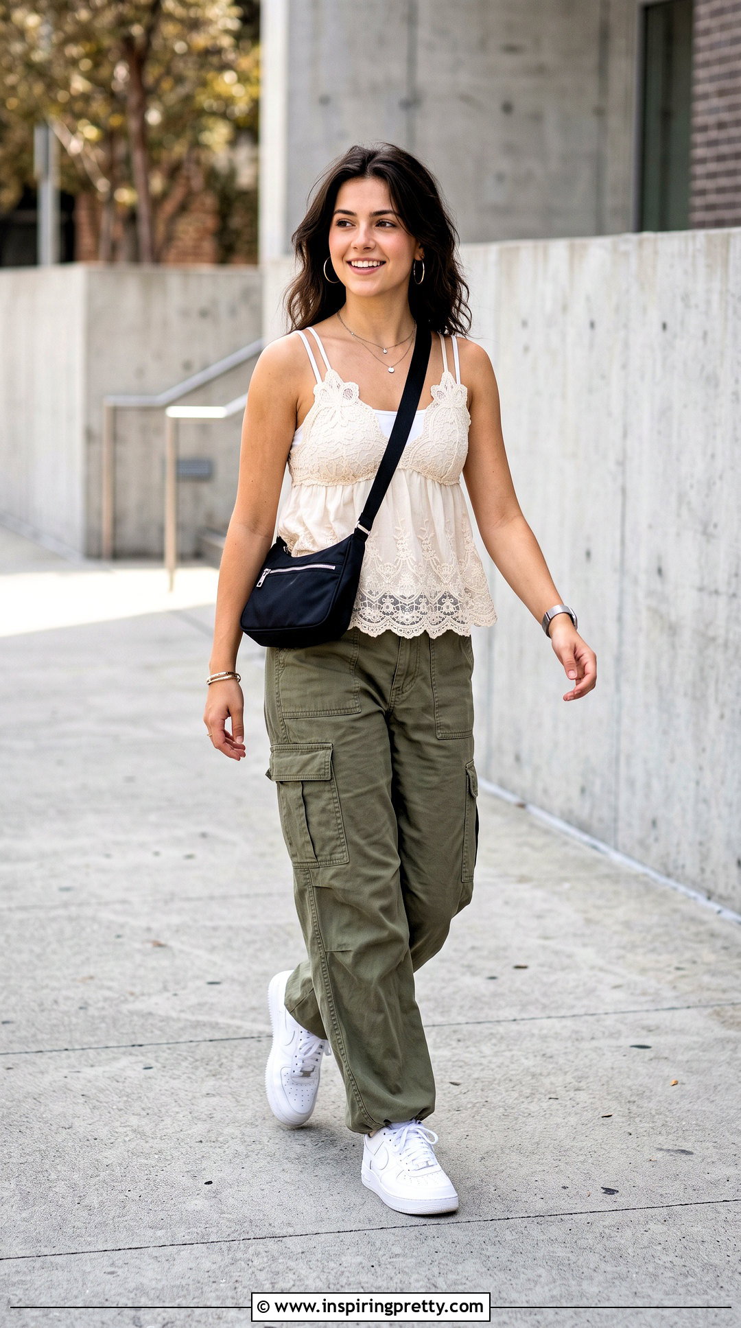 Hollister Lace Bust Babydoll Top With Cargo Pants - 20 hollister lace bust babydoll top outfit ideas