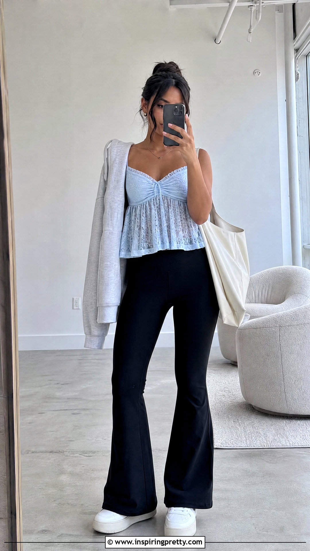 Hollister Lace Bust Babydoll Top With Flared Leggings - 20 hollister lace bust babydoll top outfit ideas