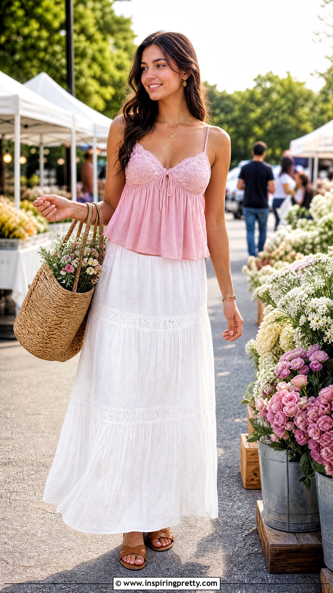 Hollister Lace Bust Babydoll Top With White Maxi Skirt - 20 hollister lace bust babydoll top outfit ideas