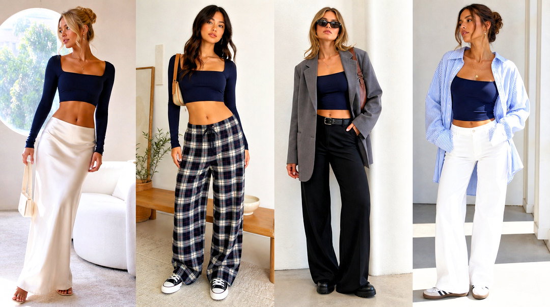 20 Hollister Long Sleeve Crop Top Outfit Ideas for Cool Layers