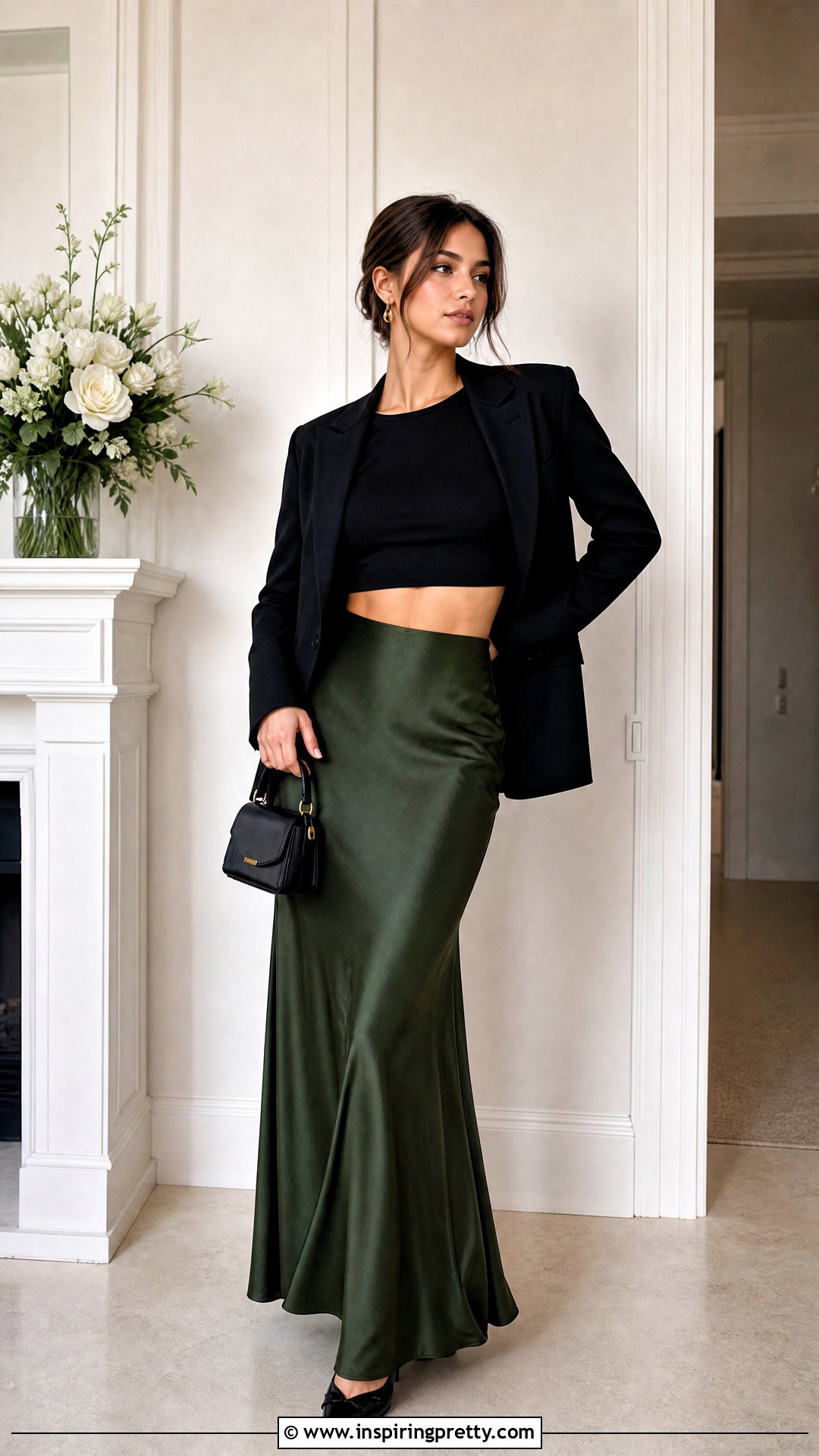 Hollister Long Sleeve Crop Top With Satin Maxi Skirt - 20 hollister long sleeve crop top outfit ideas