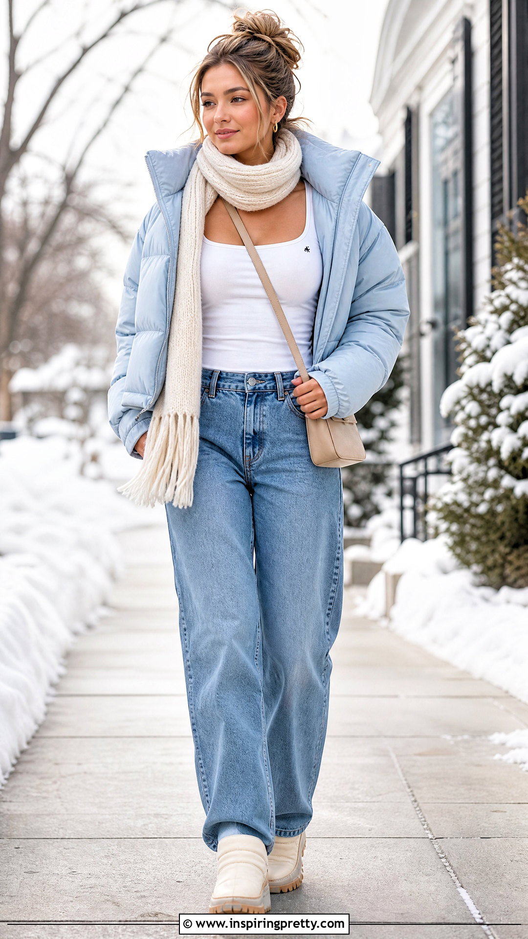 Hollister Long Sleeve Top With Puffer Jacket - 25 hollister winter tops outfit ideas
